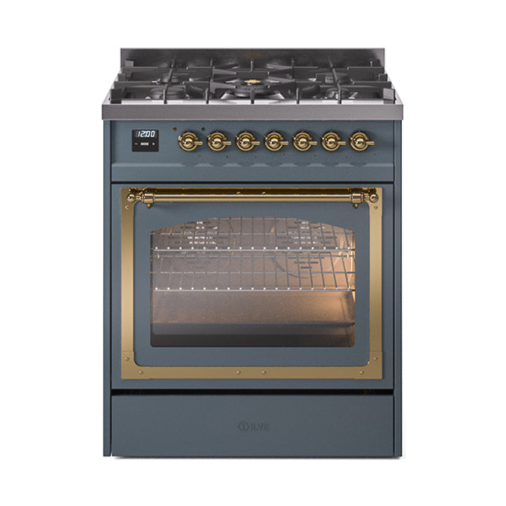 ILVE Nostalgie II Noblesse 30" Dual Fuel Range Triple Glass Door UN30NMP