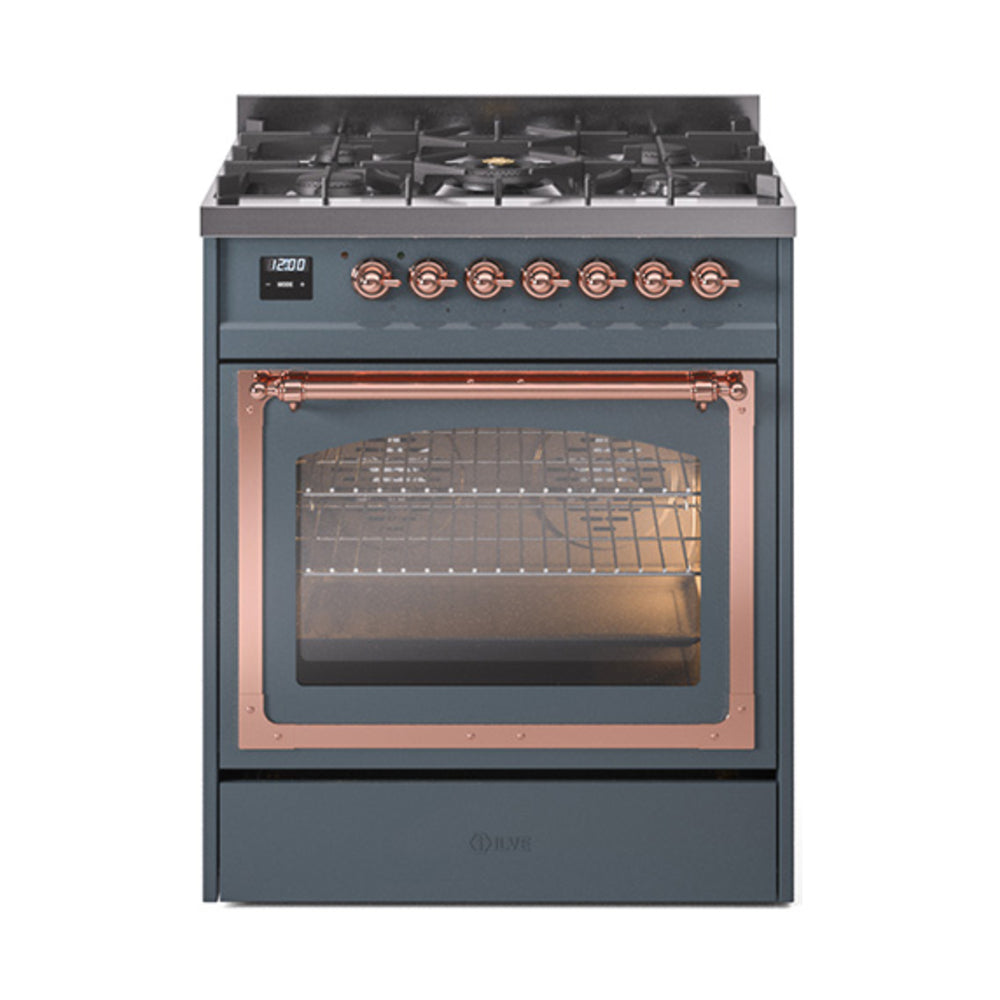 ILVE Nostalgie II Noblesse 30" Dual Fuel Range Triple Glass Door UN30NMP