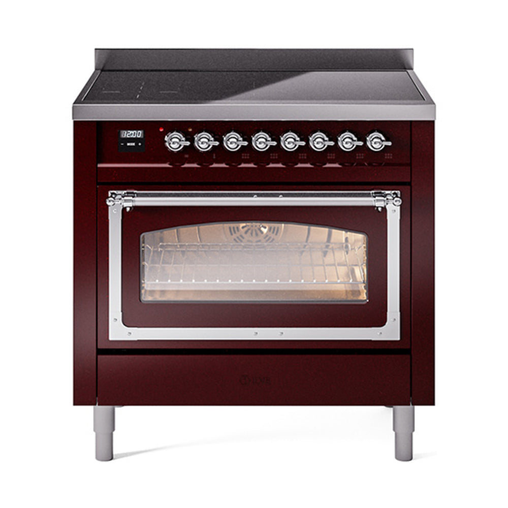 ILVE Nostalgie II Noblesse 36" Induction Freestanding Range with Triple Glass Door UNI366NMP