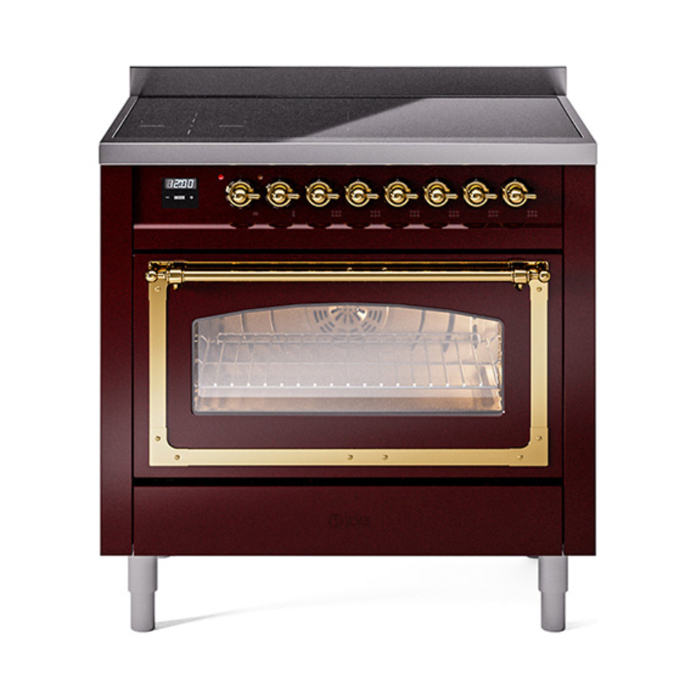 ILVE Nostalgie II Noblesse 36" Induction Freestanding Range with Triple Glass Door UNI366NMP