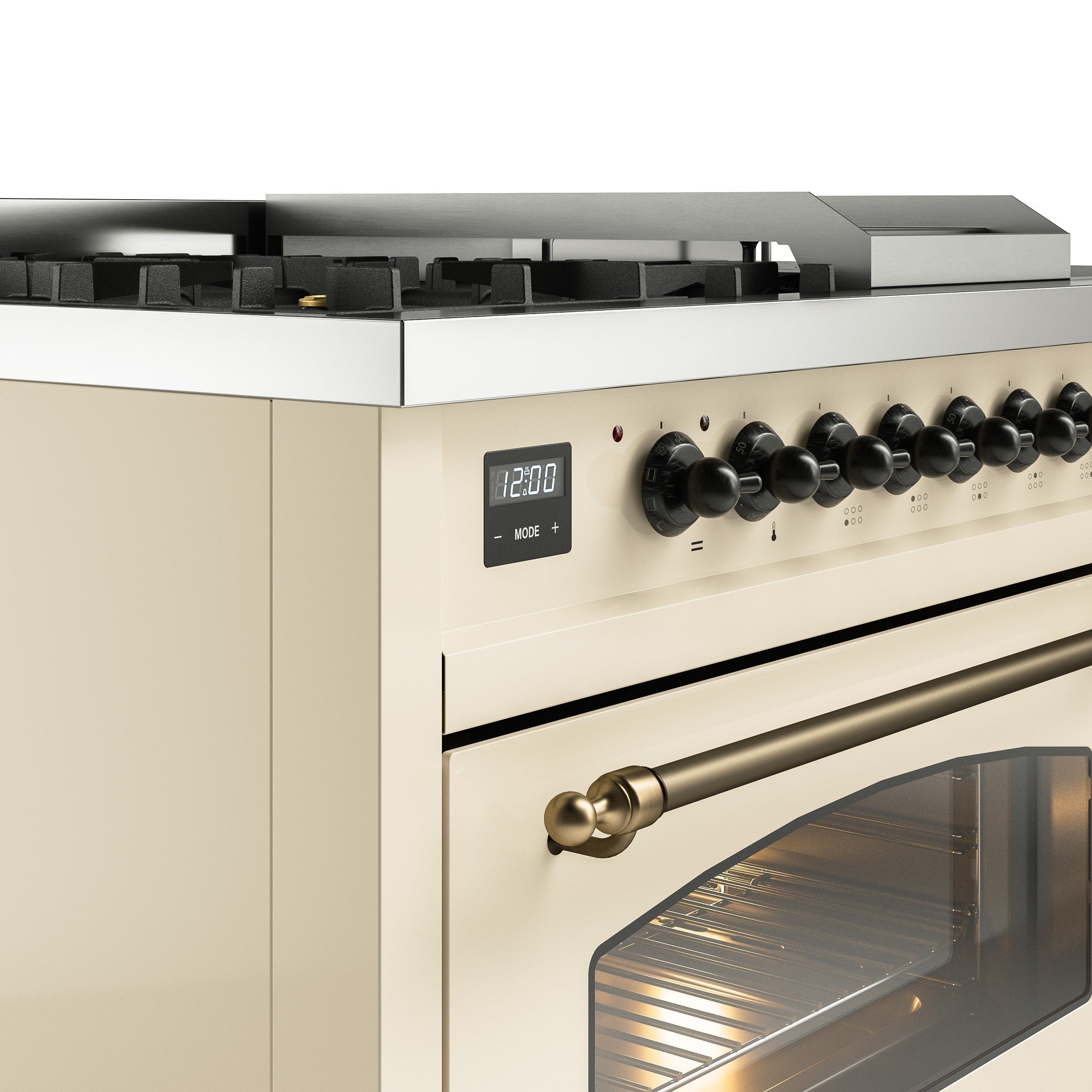 ILVE Nostalgie 48" Dual Fuel Range with 5 Sealed Burners Griddle French Top Triple Glass Door UP48FSNMP