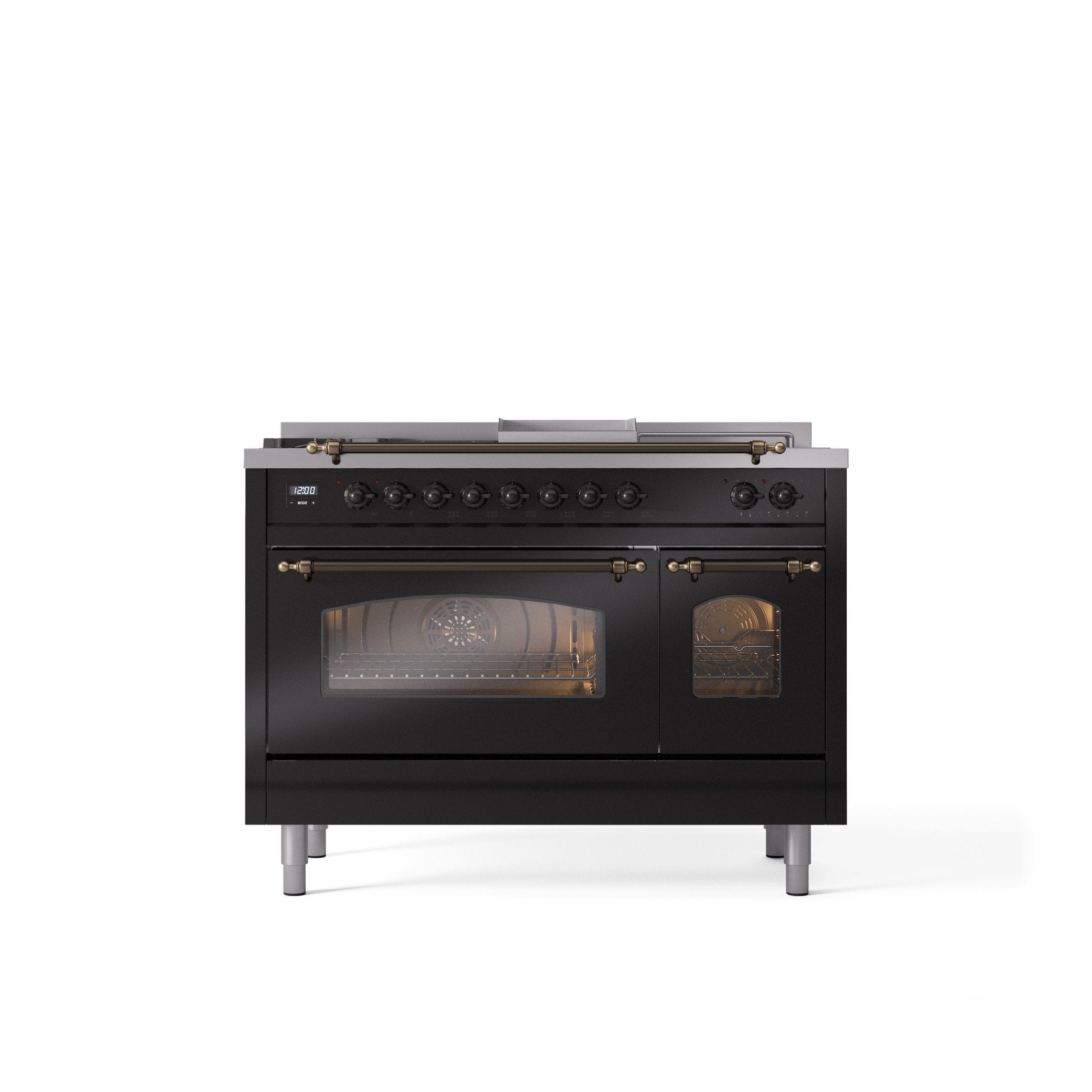 ILVE Nostalgie 48" Dual Fuel Range with 5 Sealed Burners Griddle French Top Triple Glass Door UP48FSNMP