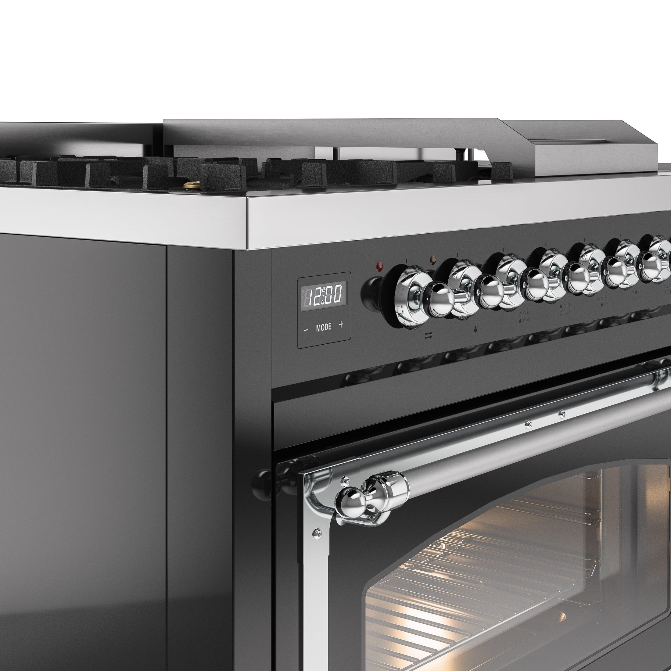 ILVE Nostalgie 48" Dual Fuel Range with 5 Sealed Burners Griddle French Top Triple Glass Door UP48FSNMP