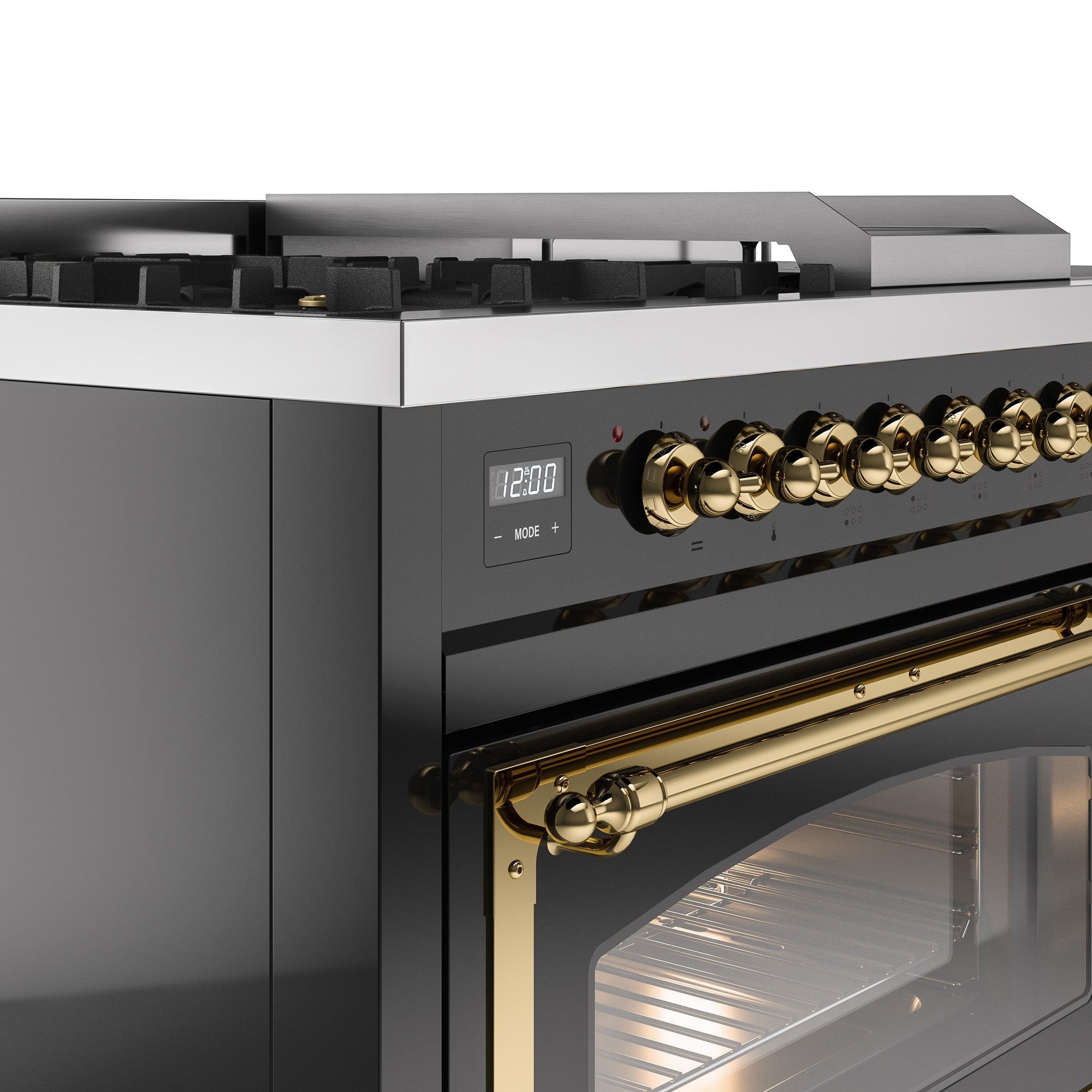 ILVE Nostalgie 48" Dual Fuel Range with 5 Sealed Burners Griddle French Top Triple Glass Door UP48FSNMP