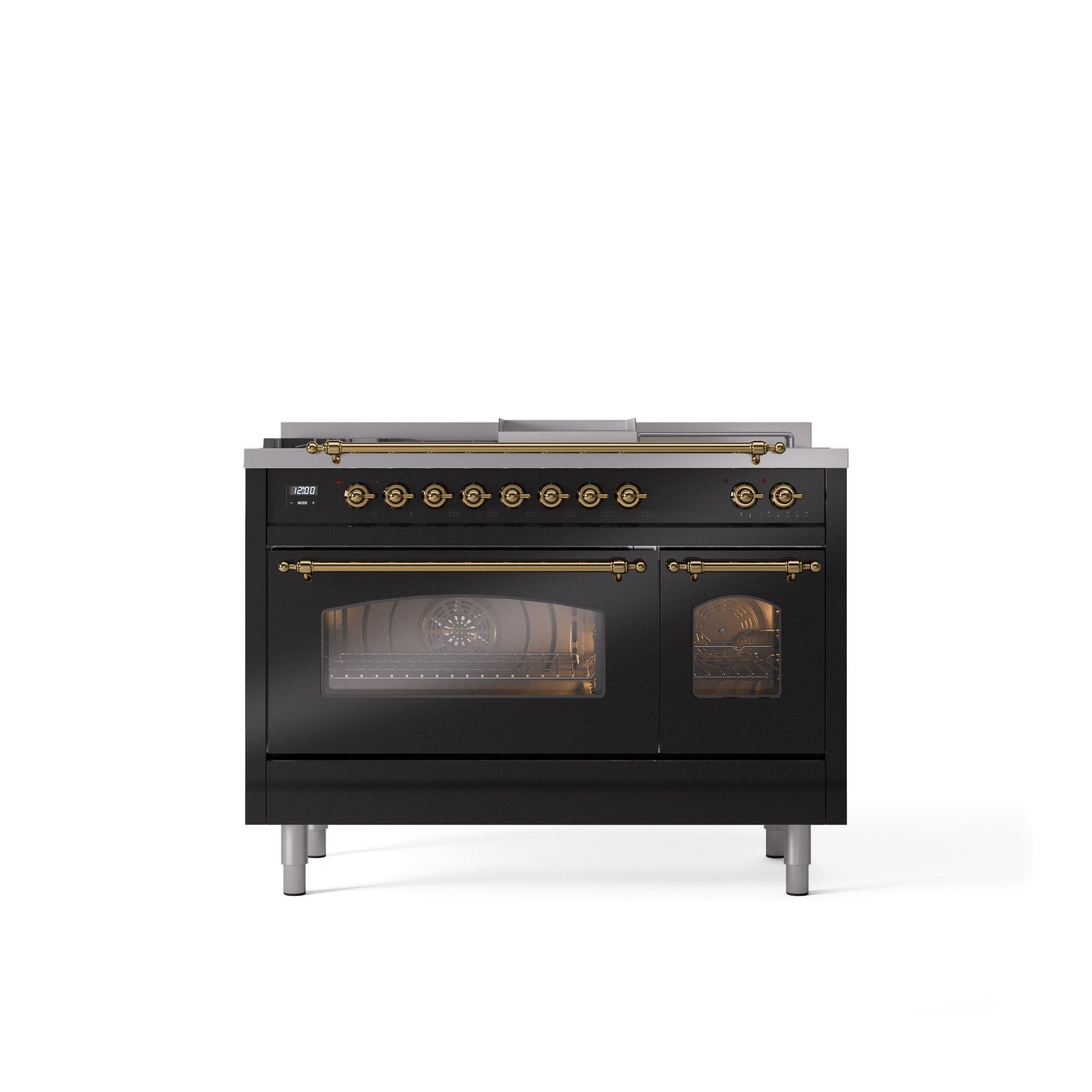 ILVE Nostalgie 48" Dual Fuel Range with 5 Sealed Burners Griddle French Top Triple Glass Door UP48FSNMP