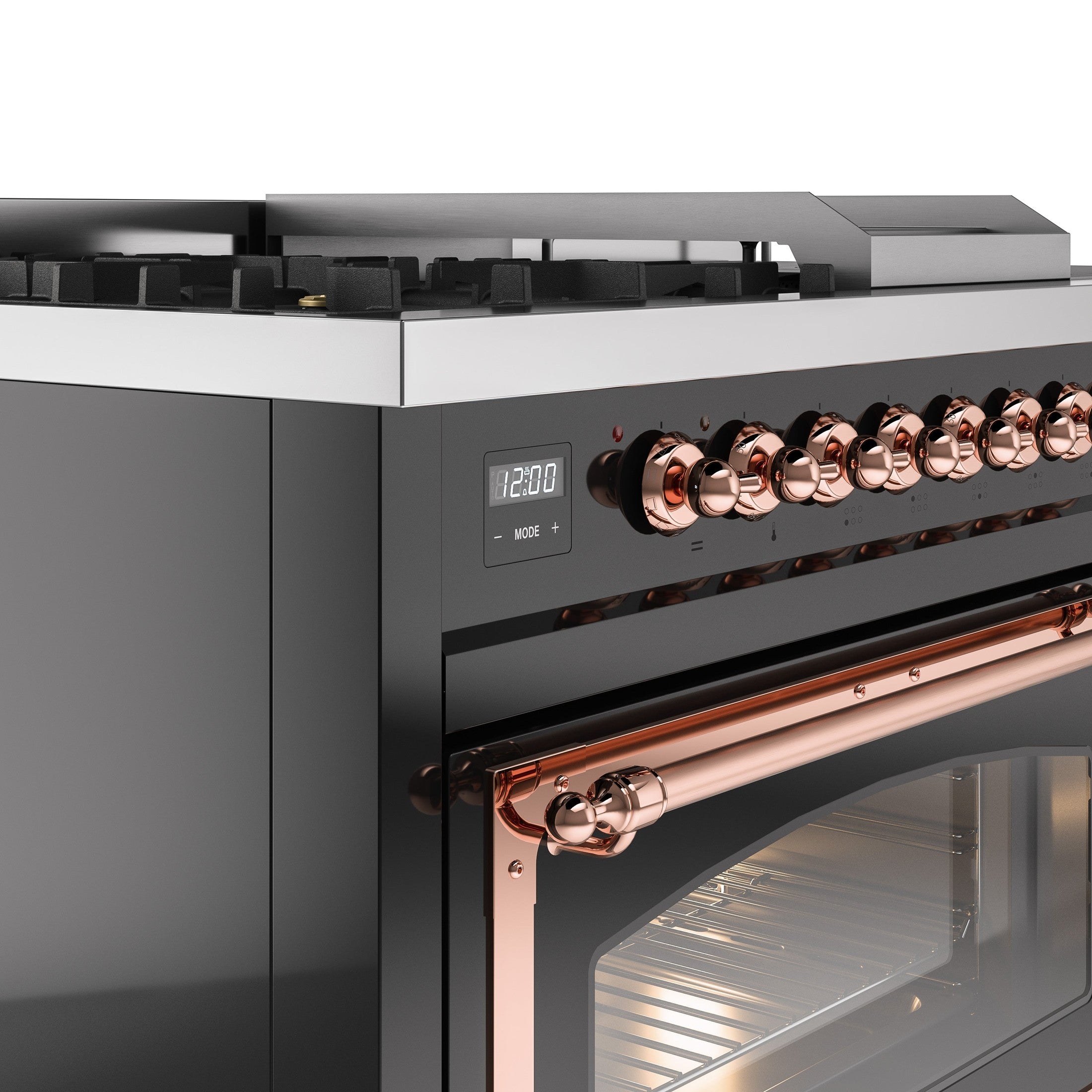 ILVE Nostalgie 48" Dual Fuel Range with 5 Sealed Burners Griddle French Top Triple Glass Door UP48FSNMP