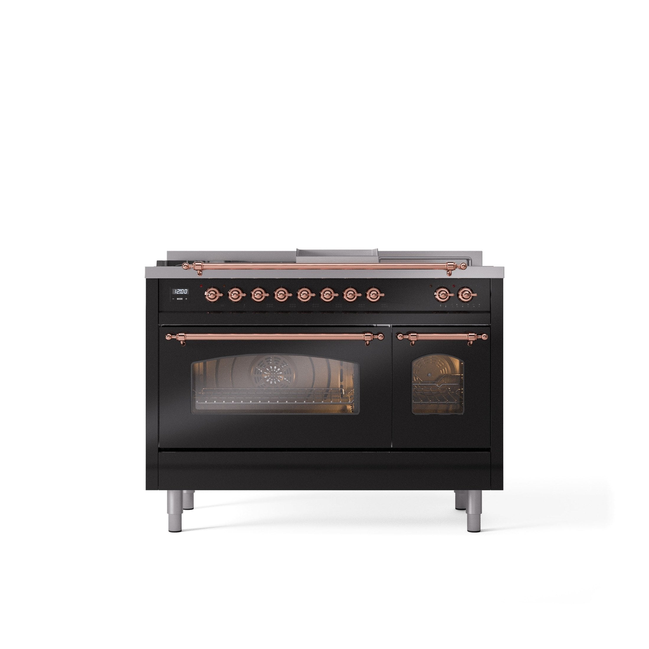 ILVE Nostalgie 48" Dual Fuel Range with 5 Sealed Burners Griddle French Top Triple Glass Door UP48FSNMP