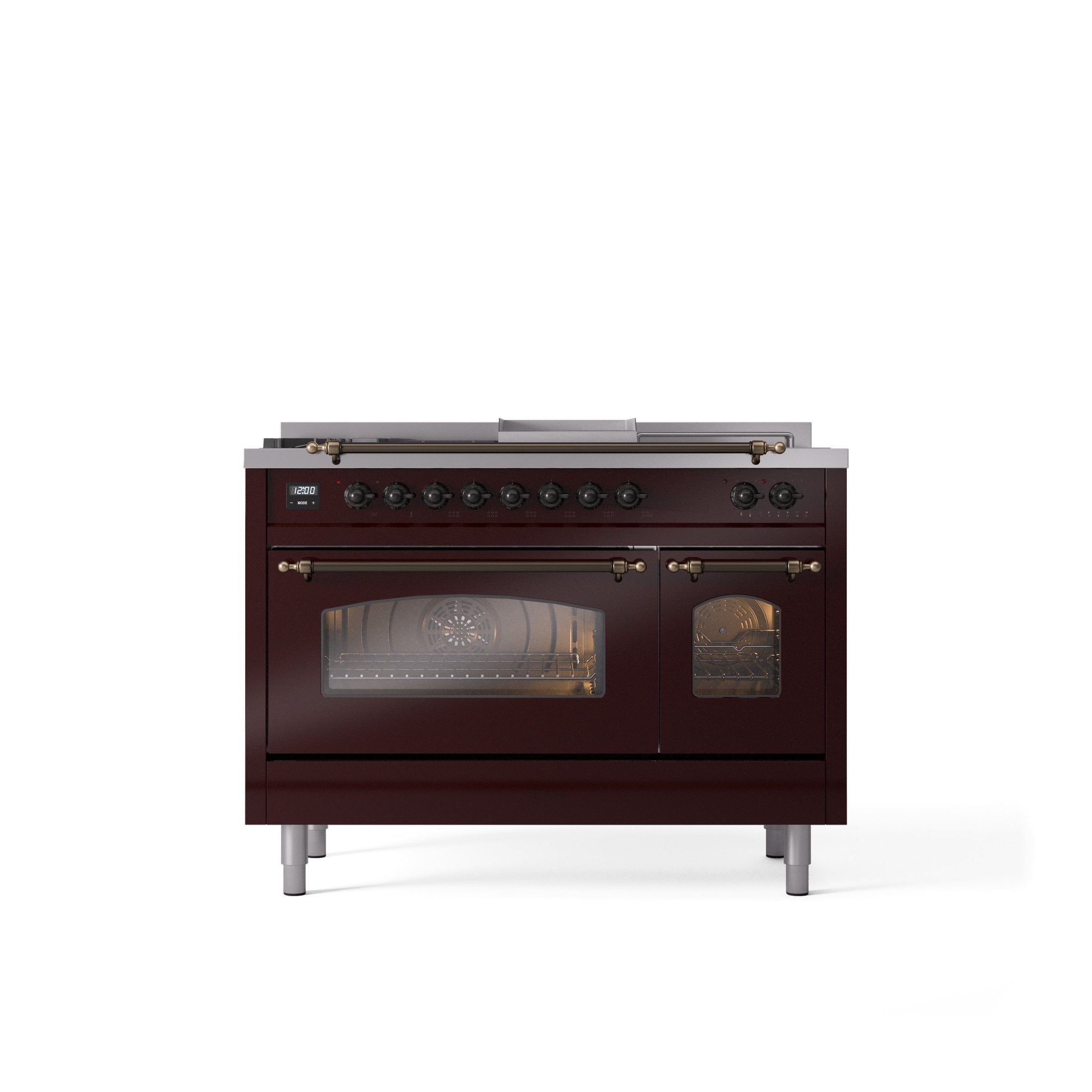 ILVE Nostalgie 48" Dual Fuel Range with 5 Sealed Burners Griddle French Top Triple Glass Door UP48FSNMP