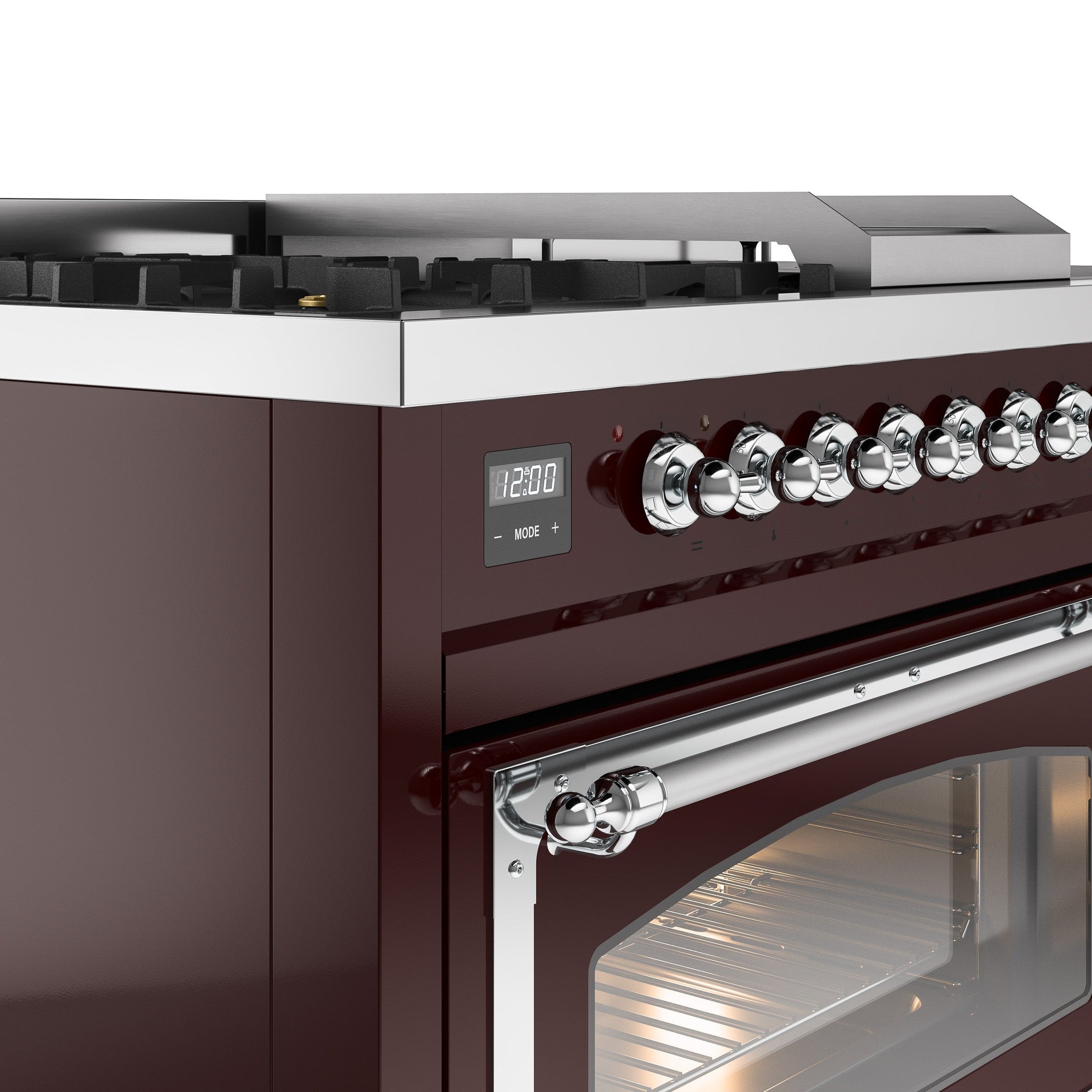 ILVE Nostalgie 48" Dual Fuel Range with 5 Sealed Burners Griddle French Top Triple Glass Door UP48FSNMP