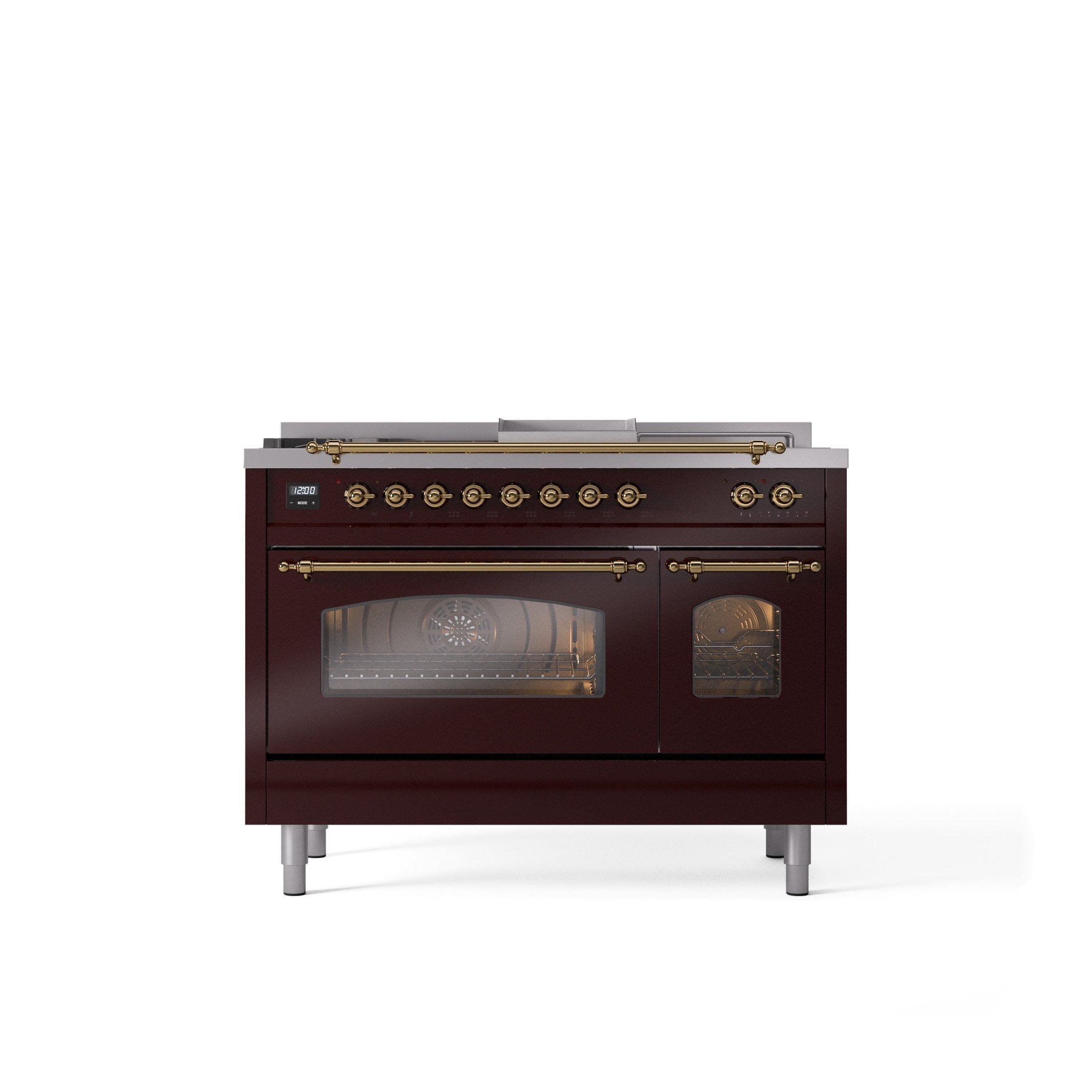 ILVE Nostalgie 48" Dual Fuel Range with 5 Sealed Burners Griddle French Top Triple Glass Door UP48FSNMP