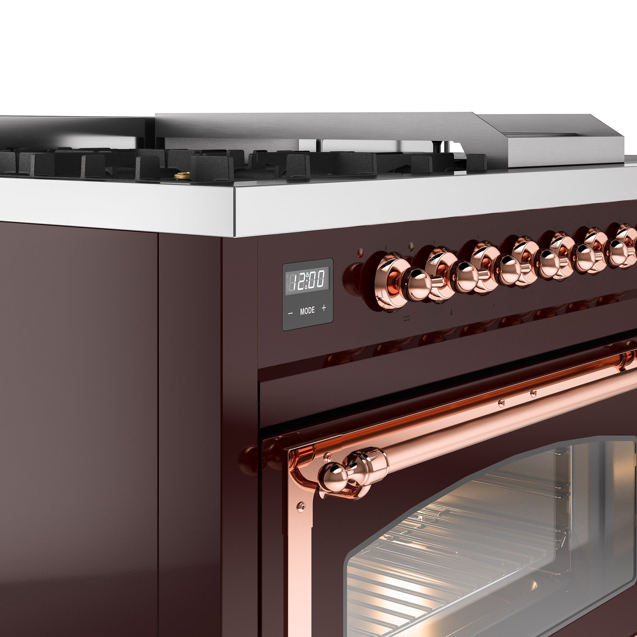 ILVE Nostalgie 48" Dual Fuel Range with 5 Sealed Burners Griddle French Top Triple Glass Door UP48FSNMP