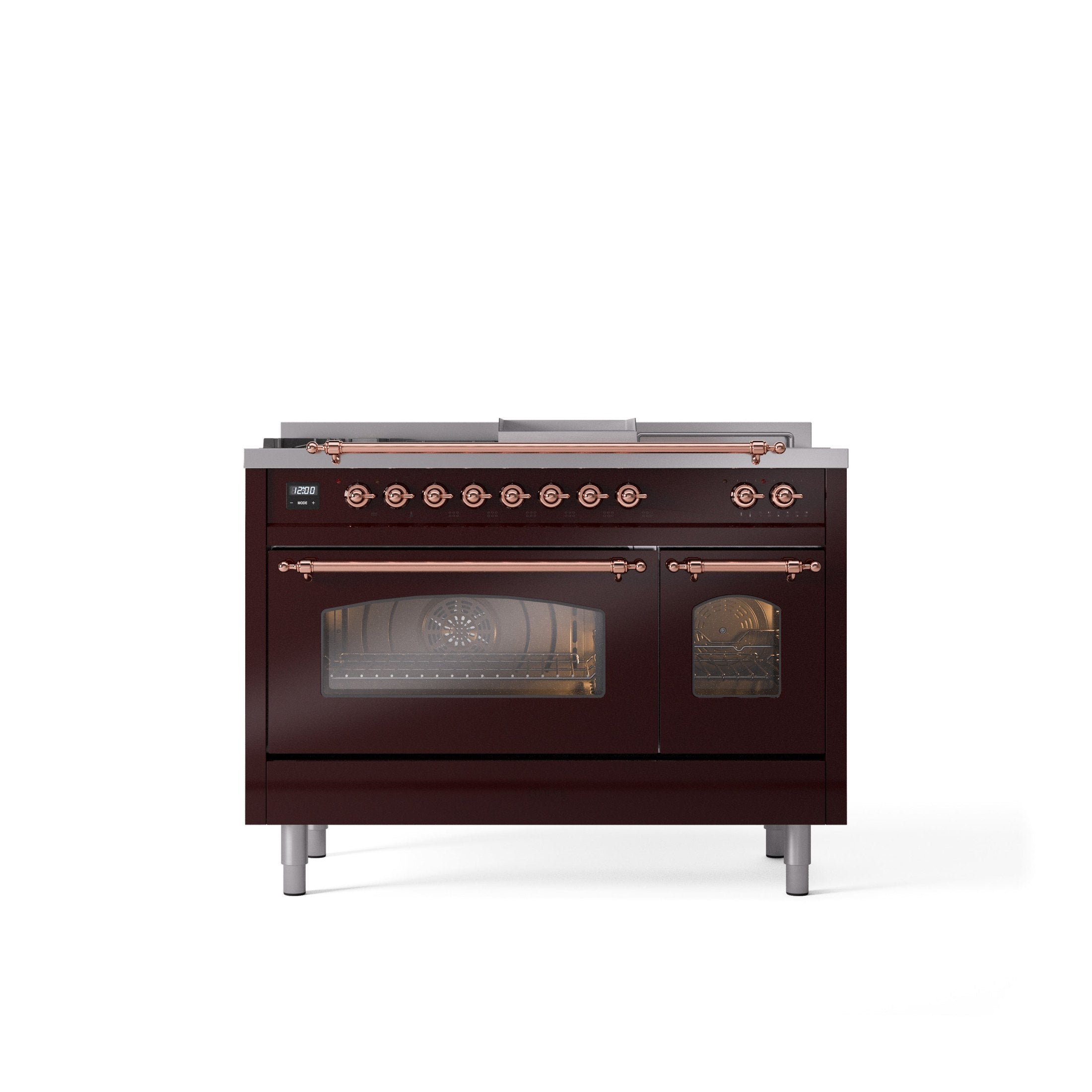 ILVE Nostalgie 48" Dual Fuel Range with 5 Sealed Burners Griddle French Top Triple Glass Door UP48FSNMP