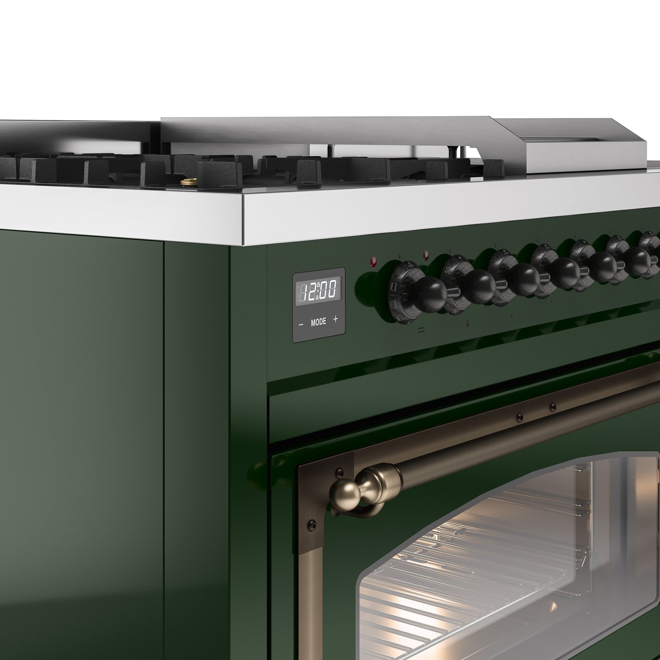 ILVE Nostalgie 48" Dual Fuel Range with 5 Sealed Burners Griddle French Top Triple Glass Door UP48FSNMP