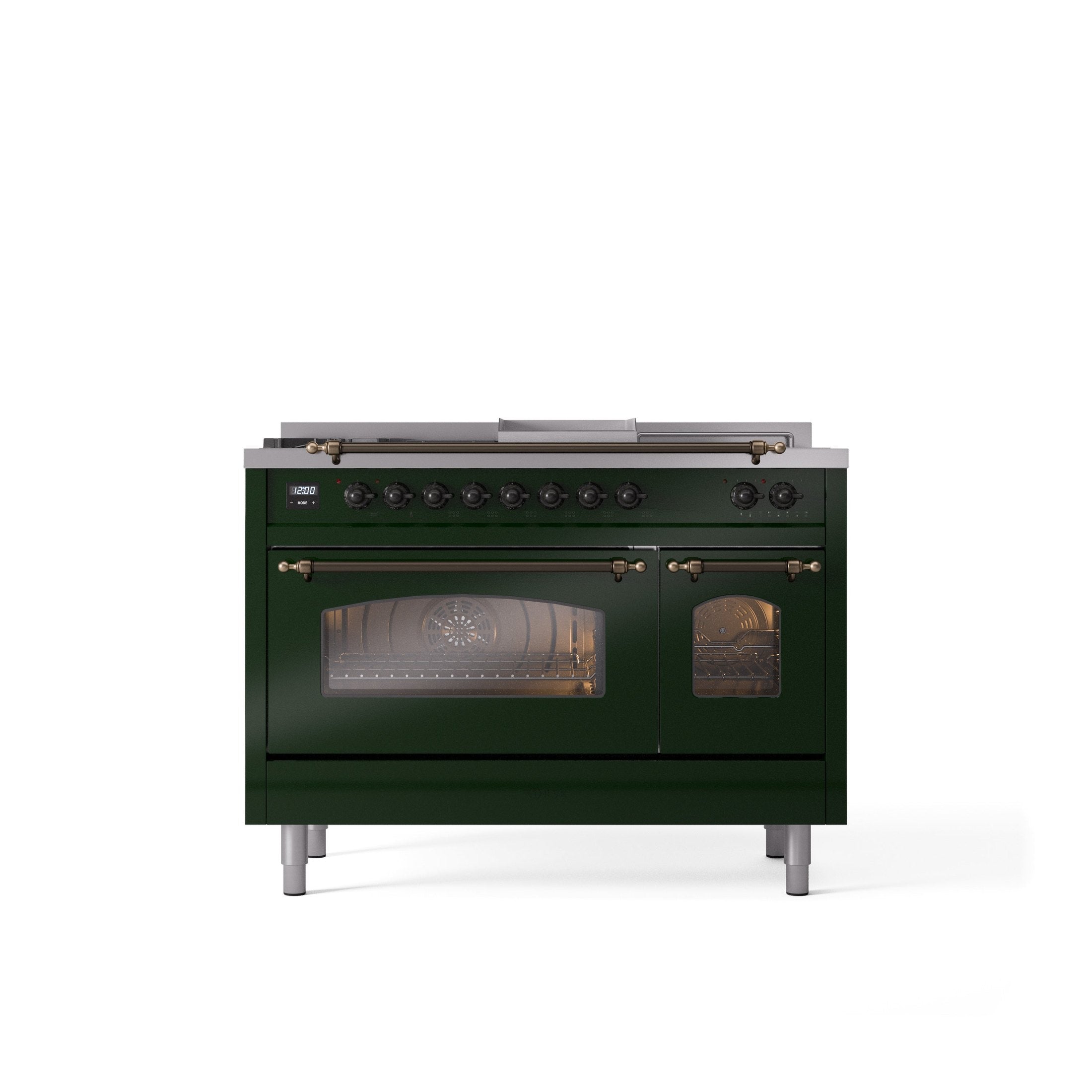 ILVE Nostalgie 48" Dual Fuel Range with 5 Sealed Burners Griddle French Top Triple Glass Door UP48FSNMP