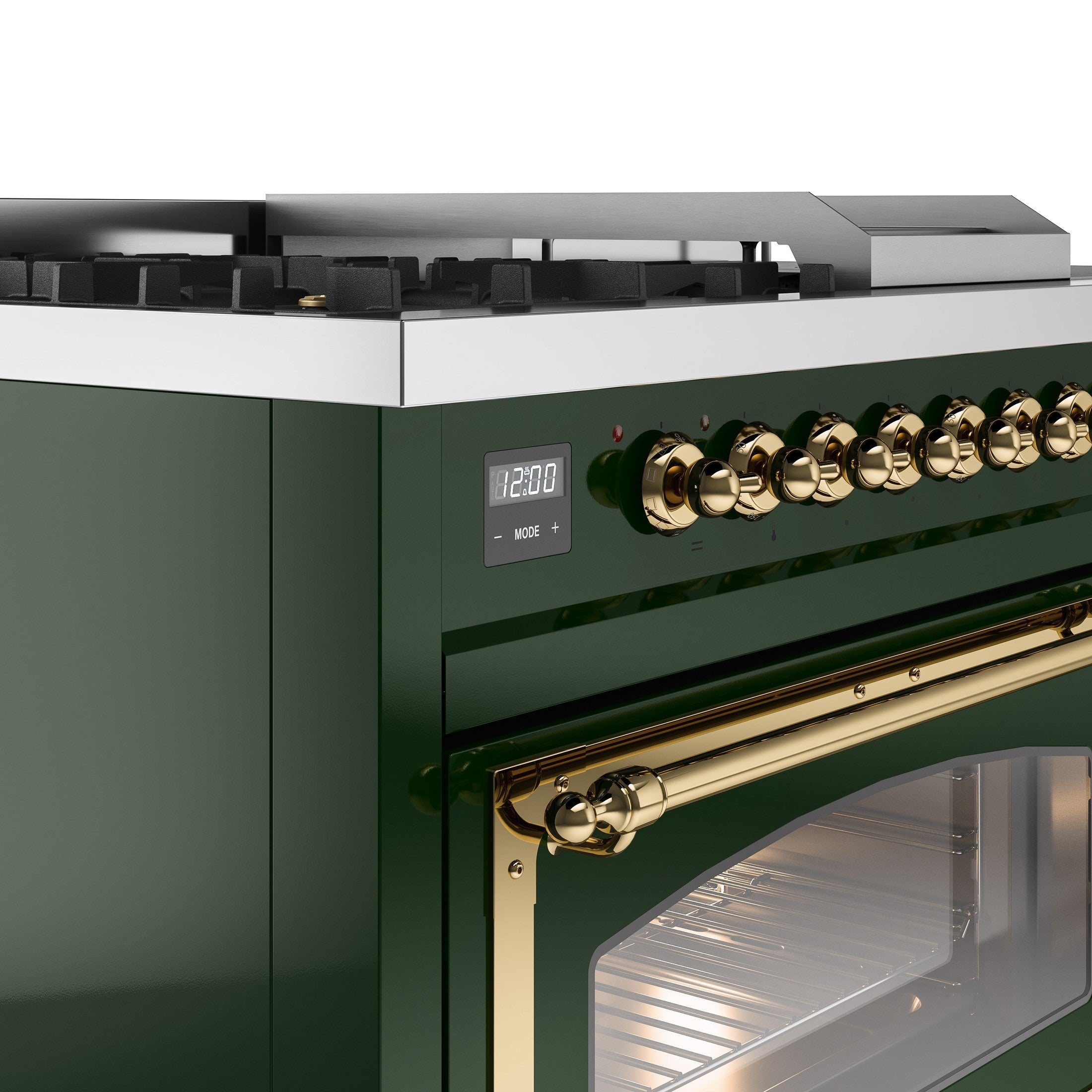 ILVE Nostalgie 48" Dual Fuel Range with 5 Sealed Burners Griddle French Top Triple Glass Door UP48FSNMP
