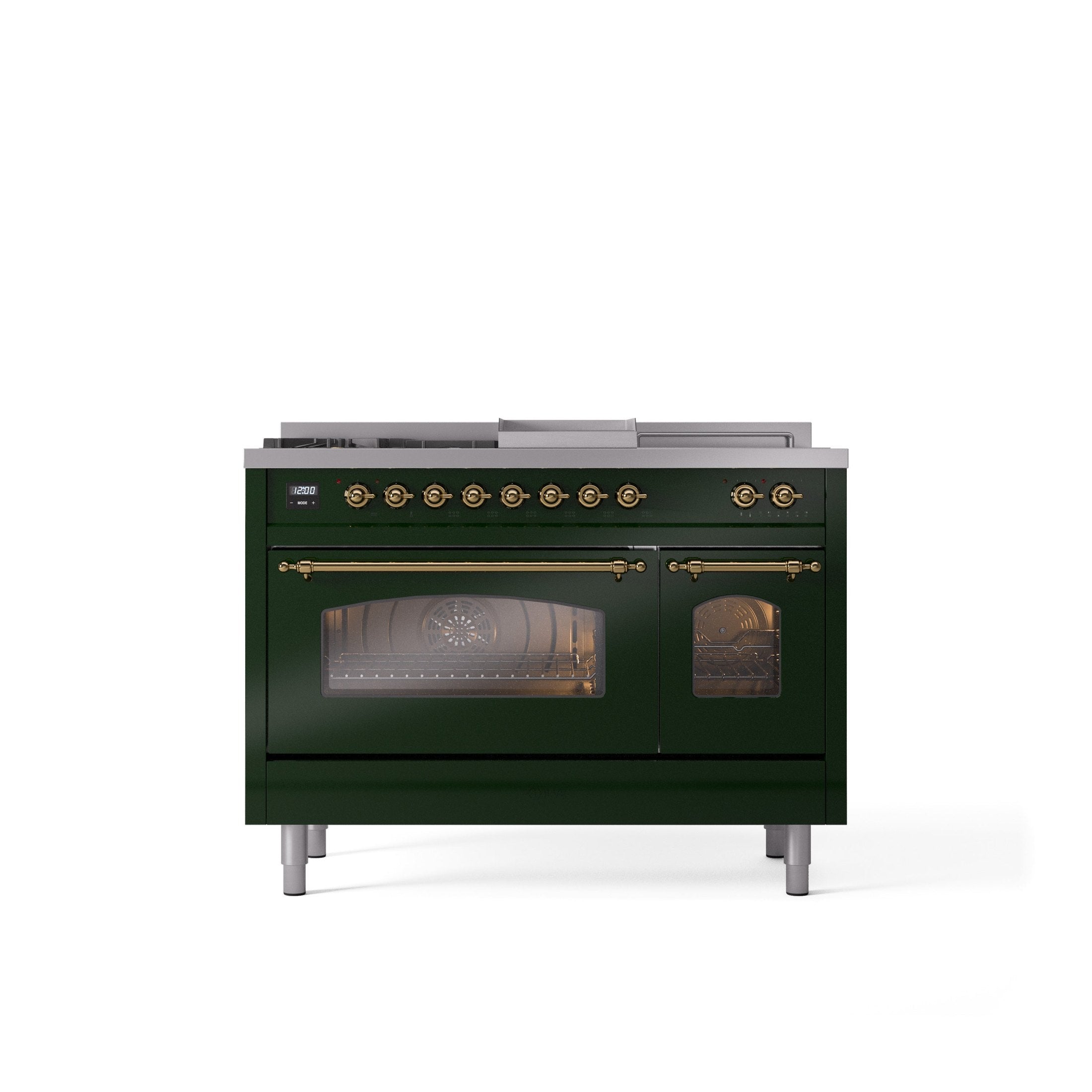 ILVE Nostalgie 48" Dual Fuel Range with 5 Sealed Burners Griddle French Top Triple Glass Door UP48FSNMP