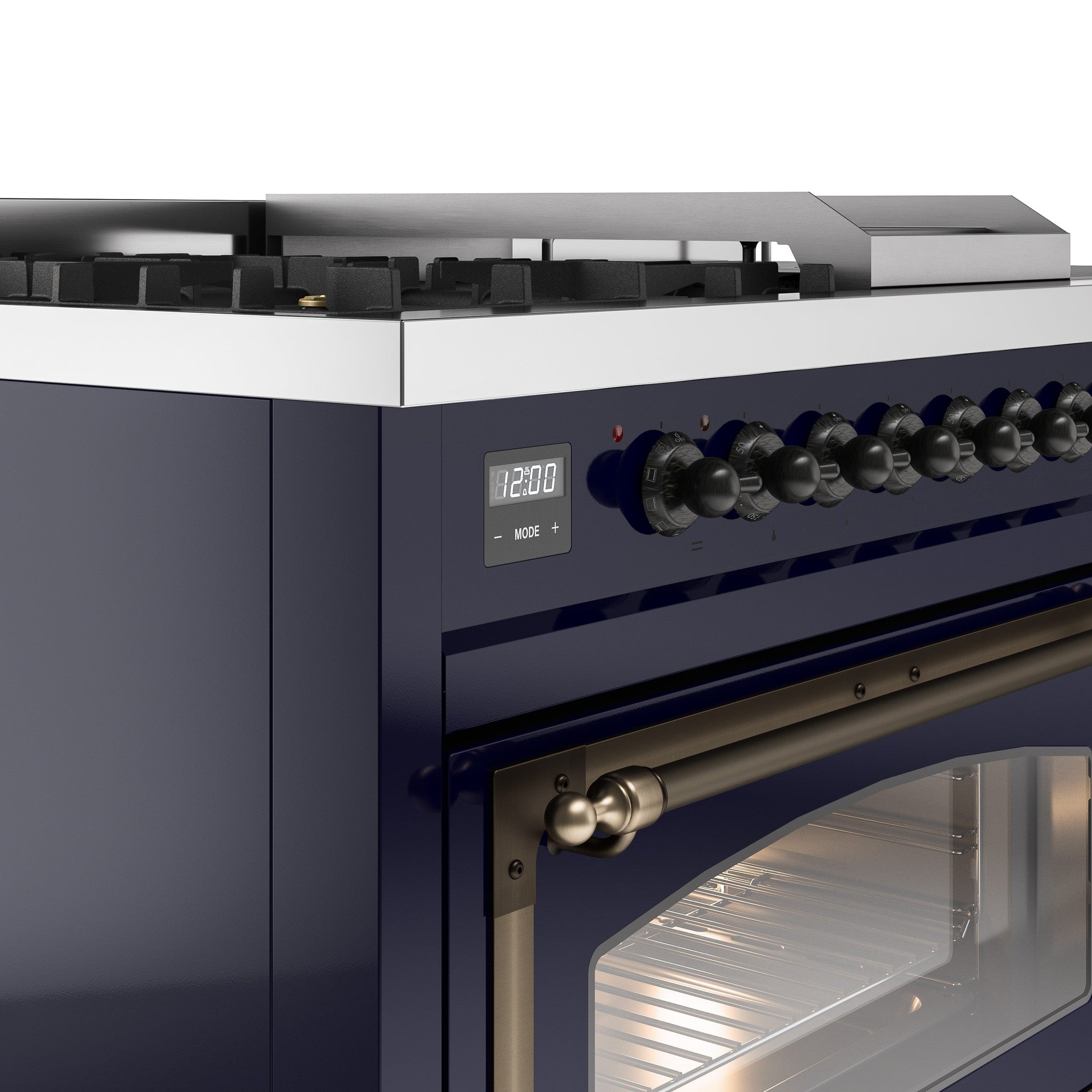 ILVE Nostalgie 48" Dual Fuel Range with 5 Sealed Burners Griddle French Top Triple Glass Door UP48FSNMP