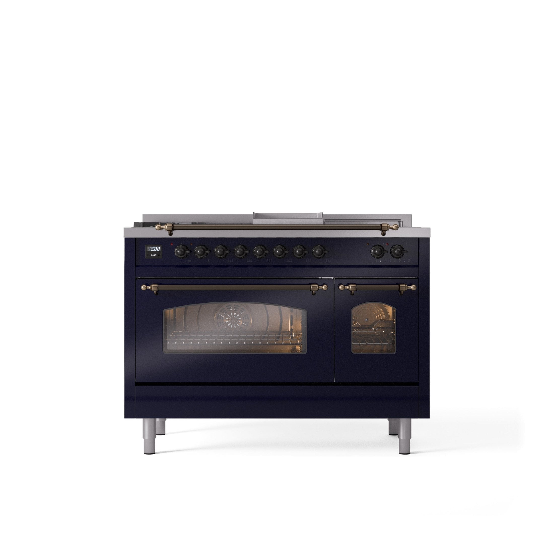ILVE Nostalgie 48" Dual Fuel Range with 5 Sealed Burners Griddle French Top Triple Glass Door UP48FSNMP