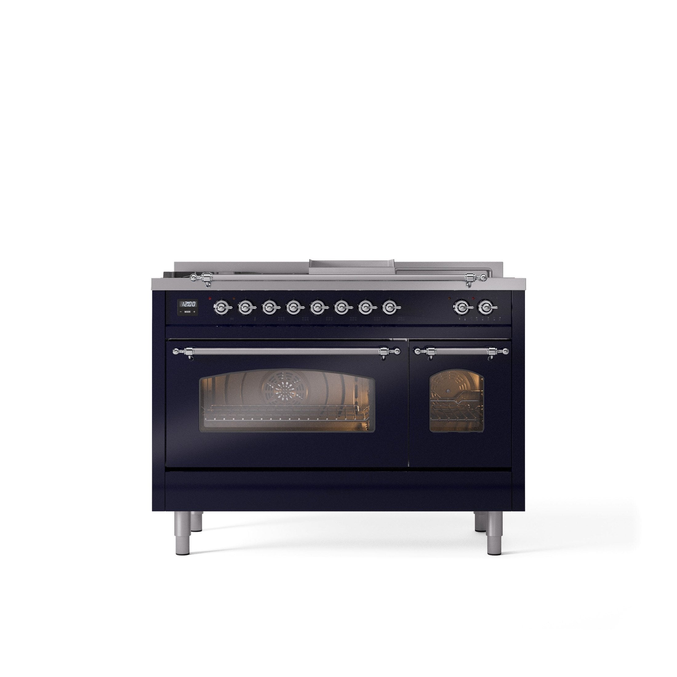 ILVE Nostalgie 48" Dual Fuel Range with 5 Sealed Burners Griddle French Top Triple Glass Door UP48FSNMP