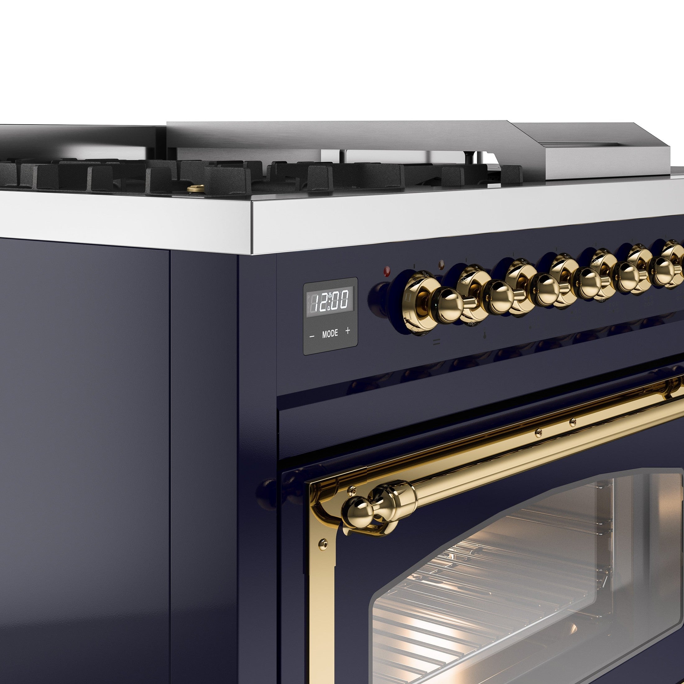 ILVE Nostalgie 48" Dual Fuel Range with 5 Sealed Burners Griddle French Top Triple Glass Door UP48FSNMP