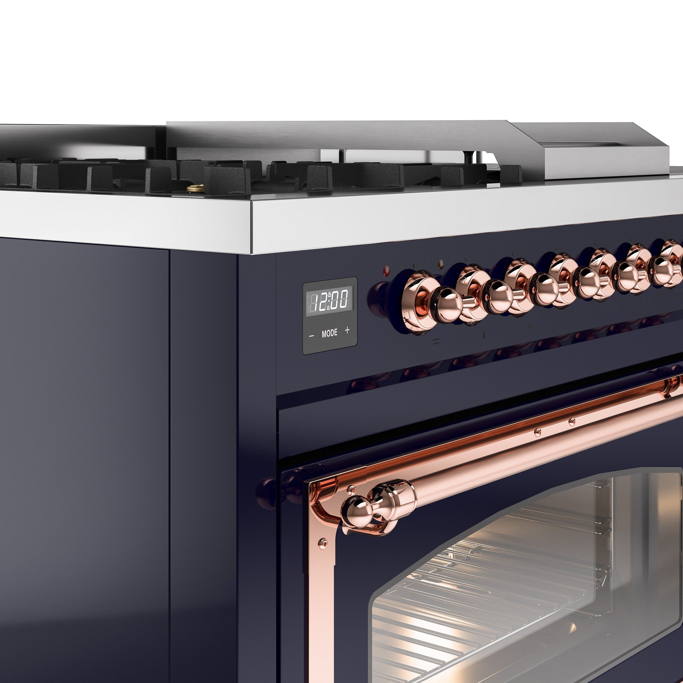 ILVE Nostalgie 48" Dual Fuel Range with 5 Sealed Burners Griddle French Top Triple Glass Door UP48FSNMP