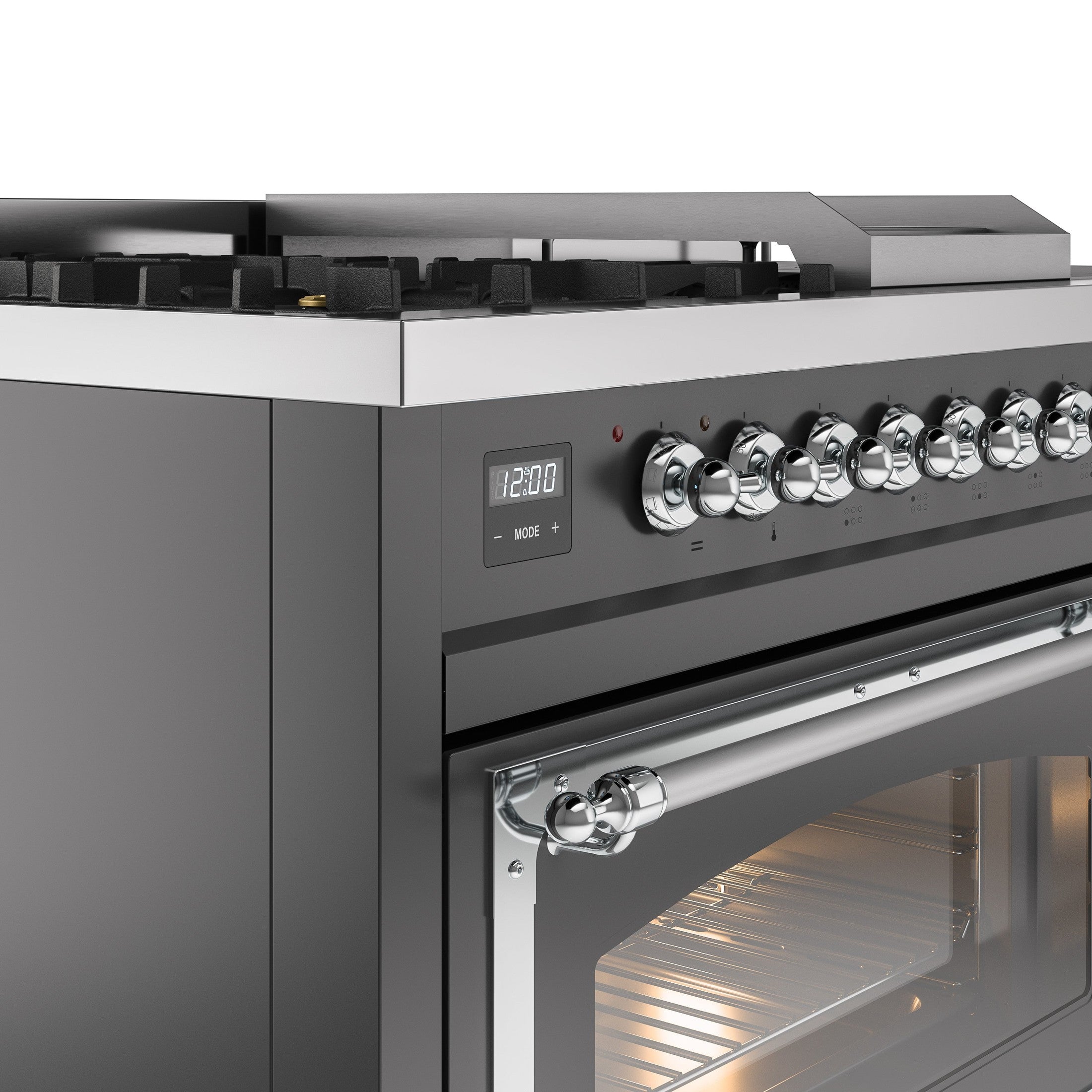 ILVE Nostalgie 48" Dual Fuel Range with 5 Sealed Burners Griddle French Top Triple Glass Door UP48FSNMP