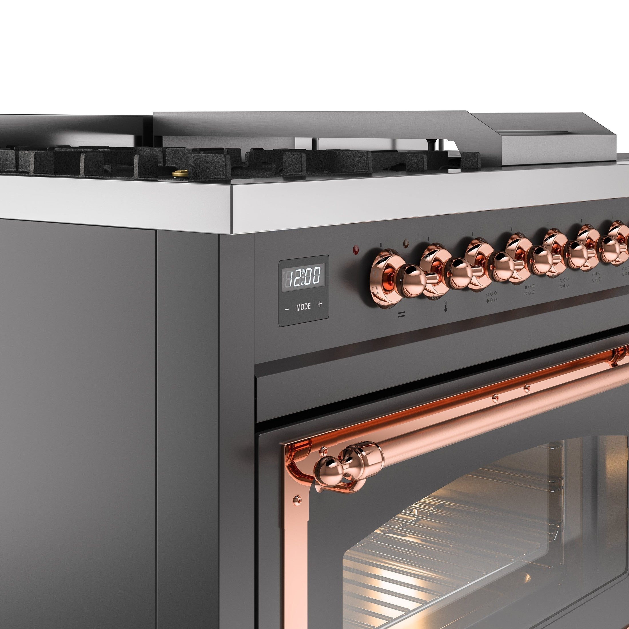 ILVE Nostalgie 48" Dual Fuel Range with 5 Sealed Burners Griddle French Top Triple Glass Door UP48FSNMP