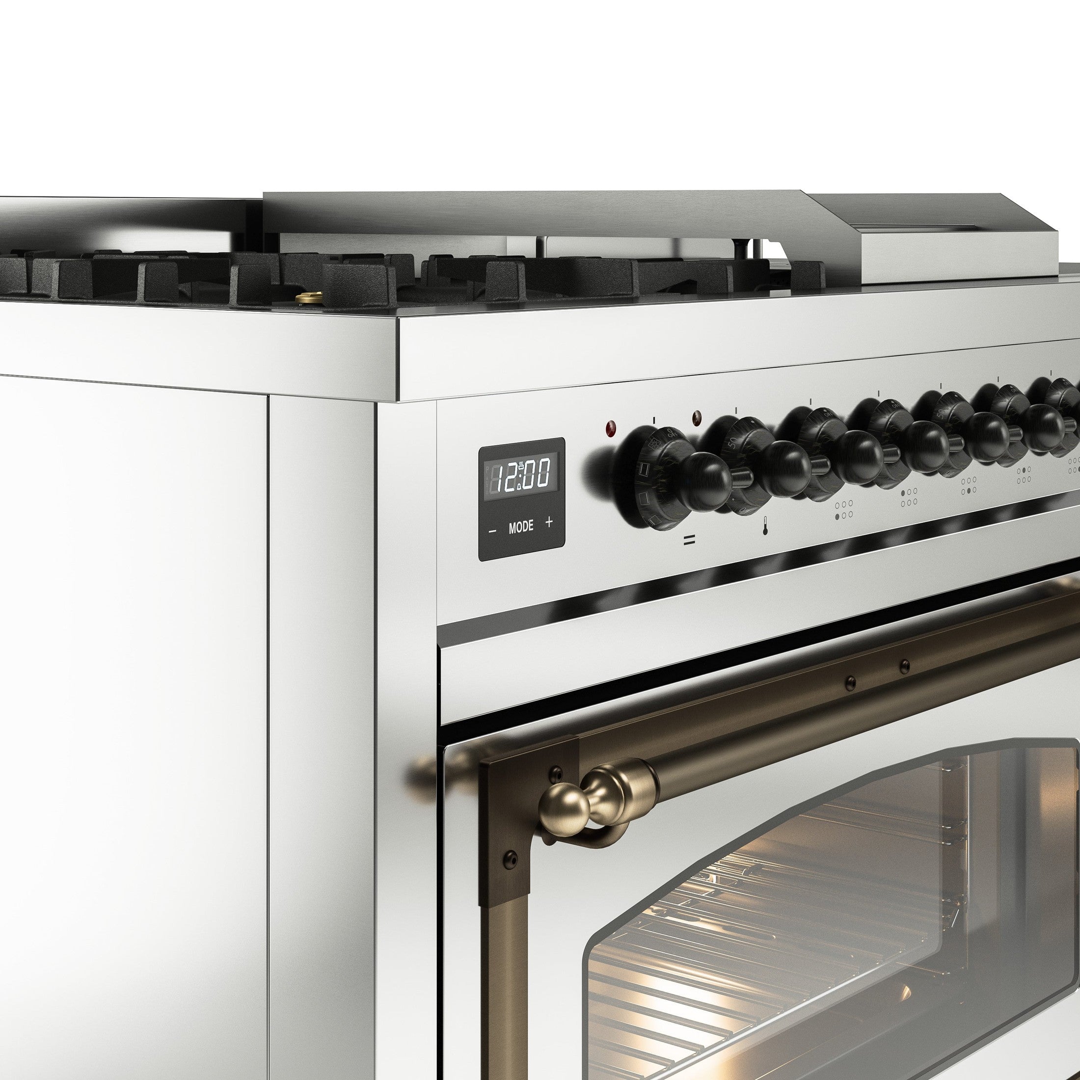 ILVE Nostalgie 48" Dual Fuel Range with 5 Sealed Burners Griddle French Top Triple Glass Door UP48FSNMP