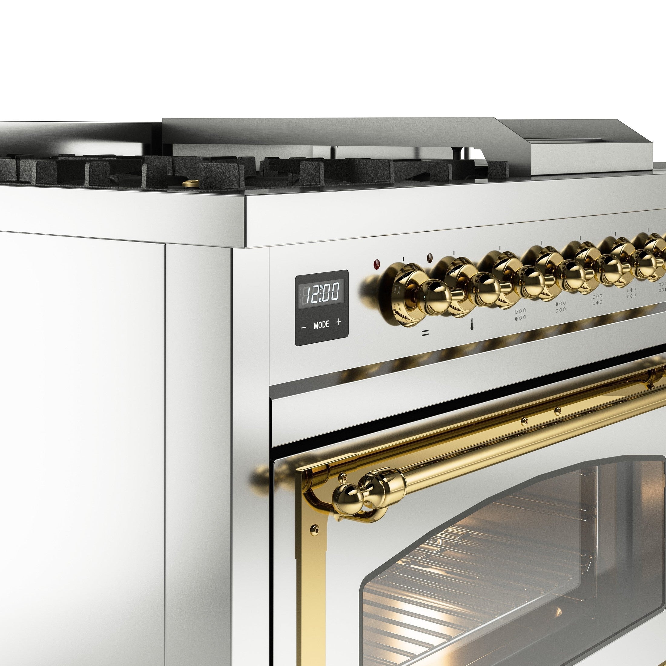 ILVE Nostalgie 48" Dual Fuel Range with 5 Sealed Burners Griddle French Top Triple Glass Door UP48FSNMP