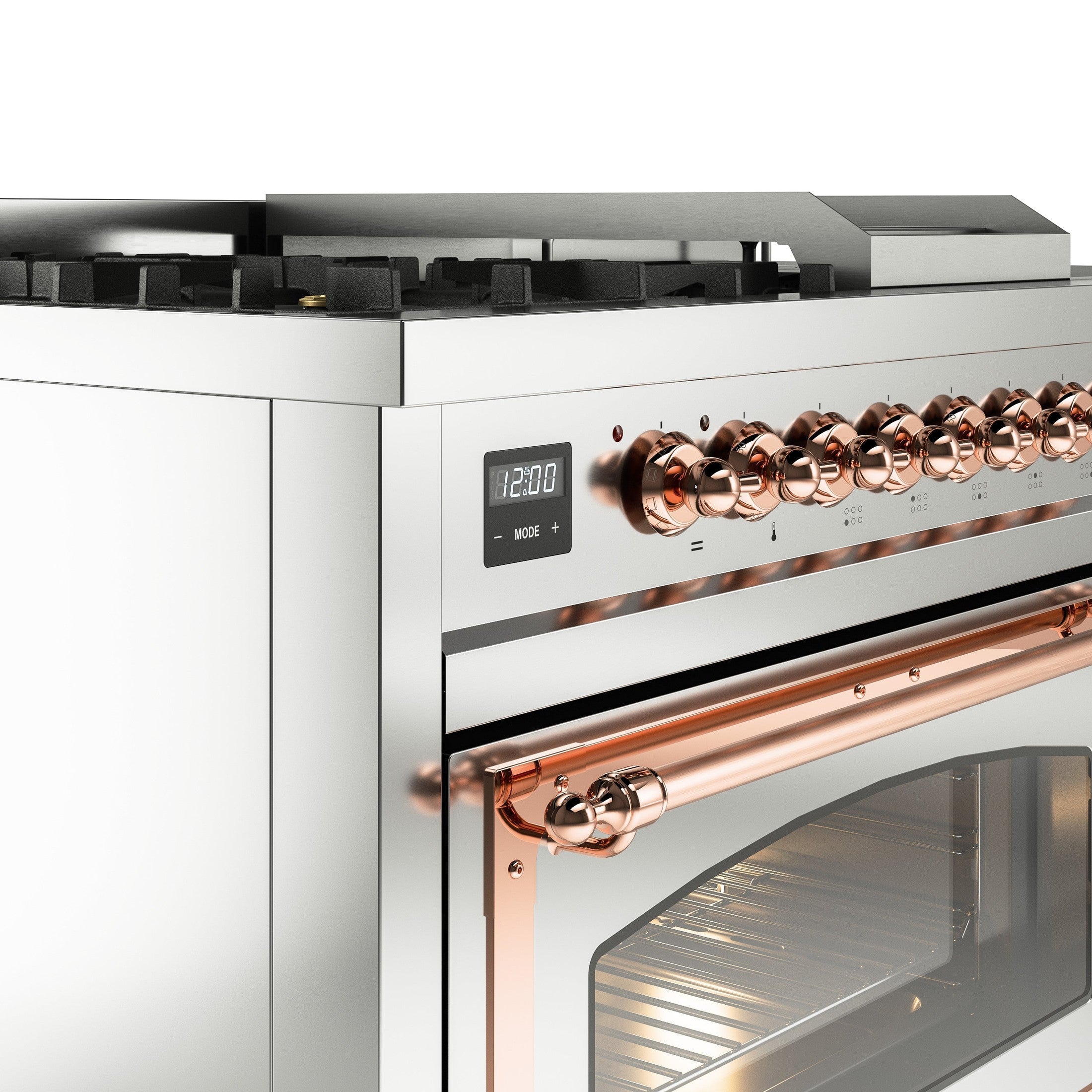 ILVE Nostalgie 48" Dual Fuel Range with 5 Sealed Burners Griddle French Top Triple Glass Door UP48FSNMP