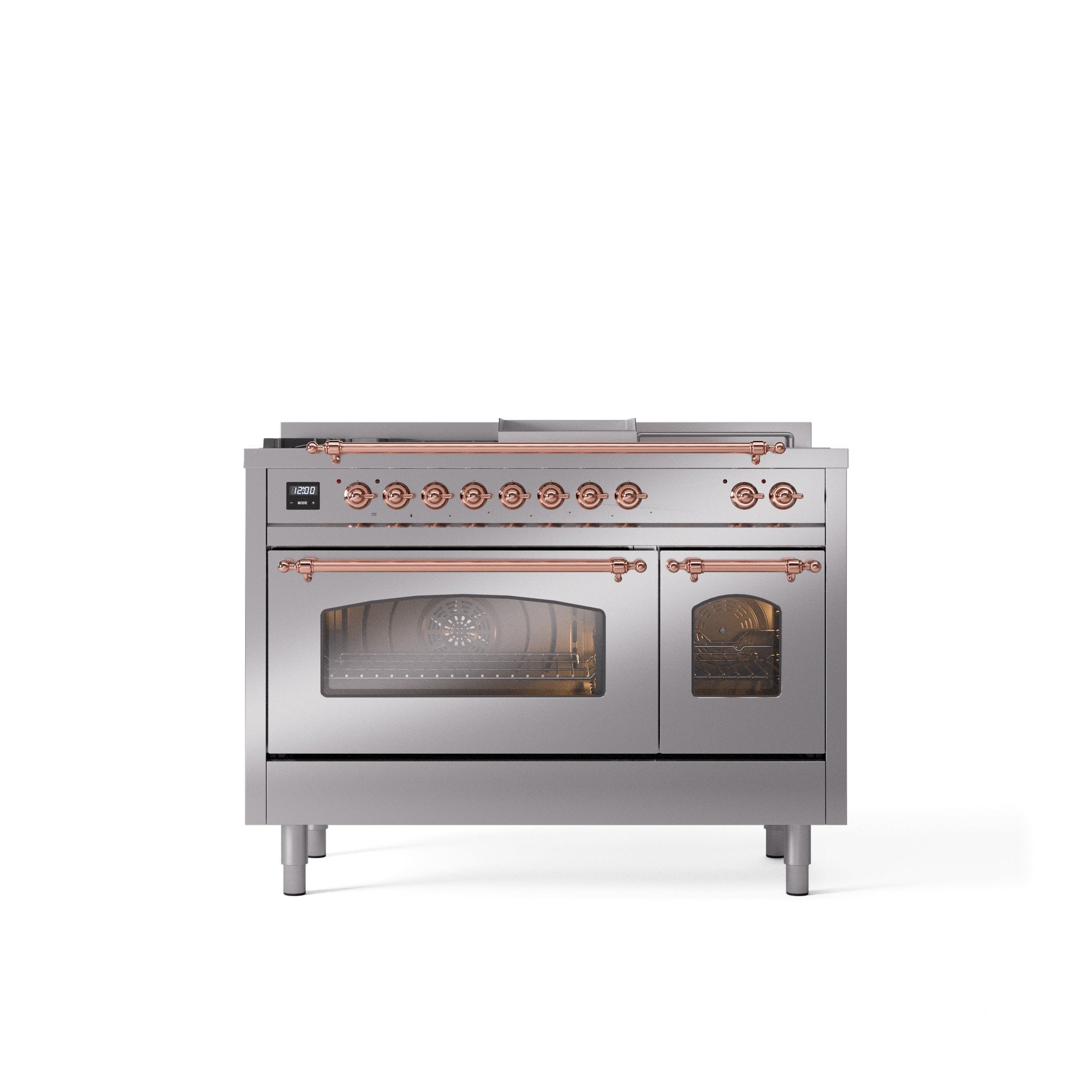 ILVE Nostalgie 48" Dual Fuel Range with 5 Sealed Burners Griddle French Top Triple Glass Door UP48FSNMP