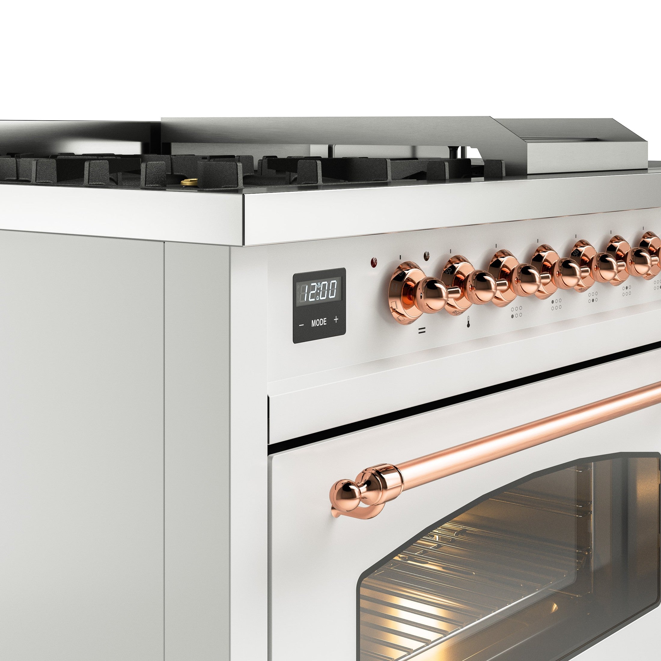 ILVE Nostalgie 48" Dual Fuel Range with 5 Sealed Burners Griddle French Top Triple Glass Door UP48FSNMP