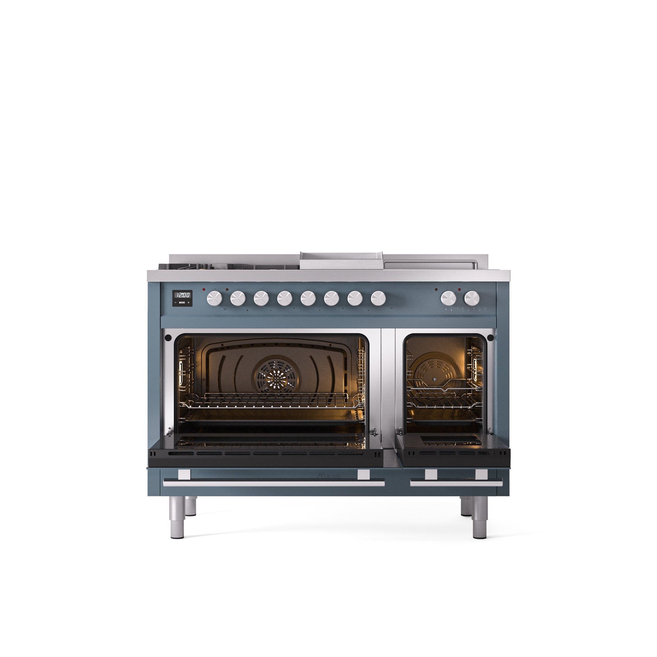 ILVE Professional Plus II 48" Dual Fuel Range with 5 Sealed Burners Griddle French Top Triple Glass Door UP48FSWMP