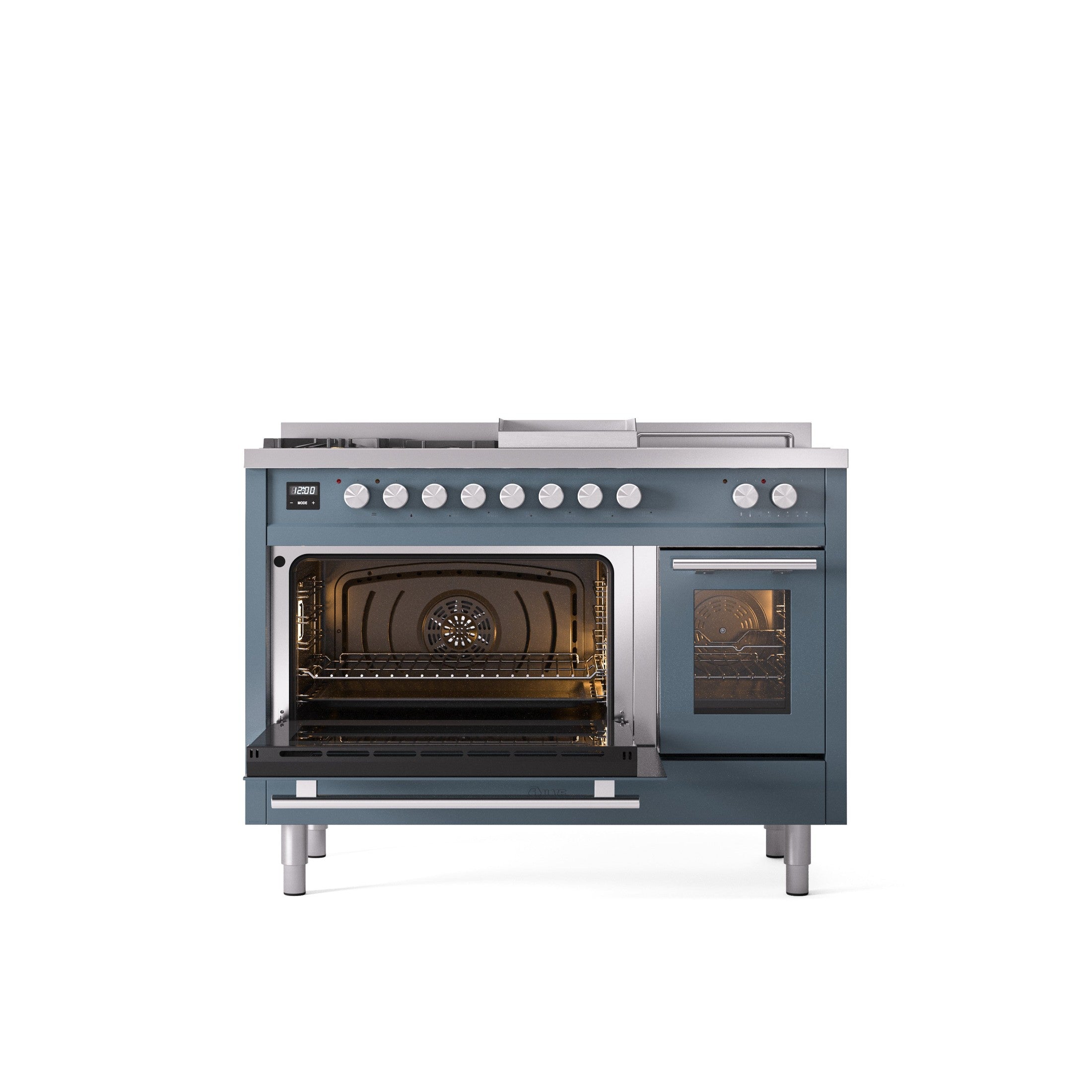 ILVE Professional Plus II 48" Dual Fuel Range with 5 Sealed Burners Griddle French Top Triple Glass Door UP48FSWMP