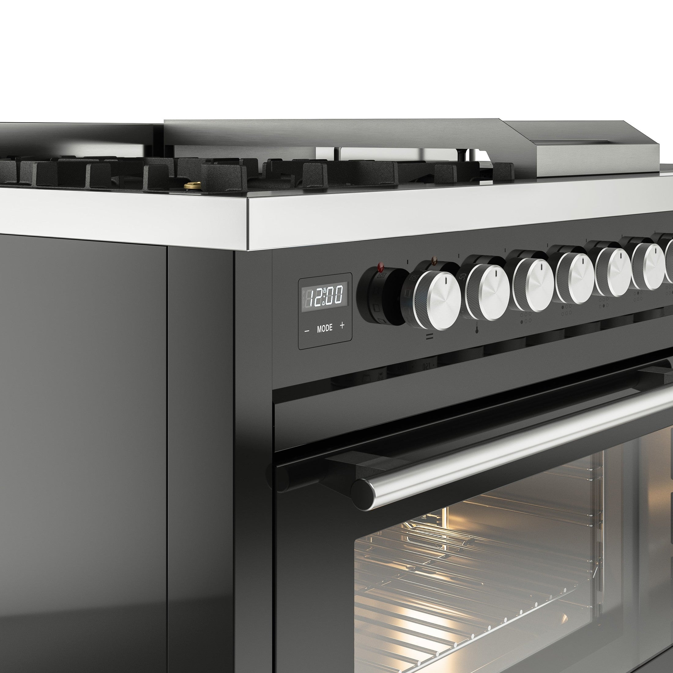ILVE Professional Plus II 48" Dual Fuel Range with 5 Sealed Burners Griddle French Top Triple Glass Door UP48FSWMP