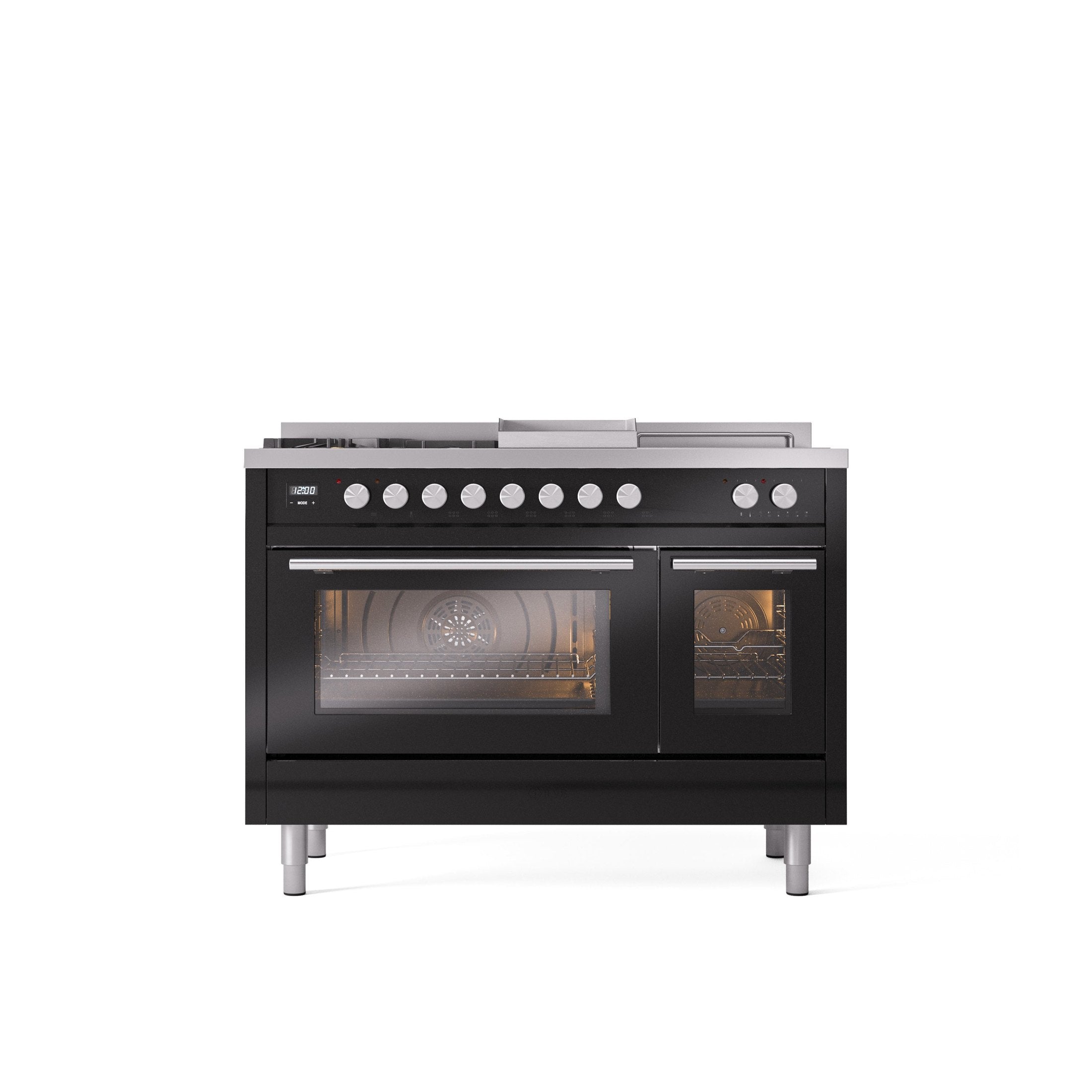 ILVE Professional Plus II 48" Dual Fuel Range with 5 Sealed Burners Griddle French Top Triple Glass Door UP48FSWMP