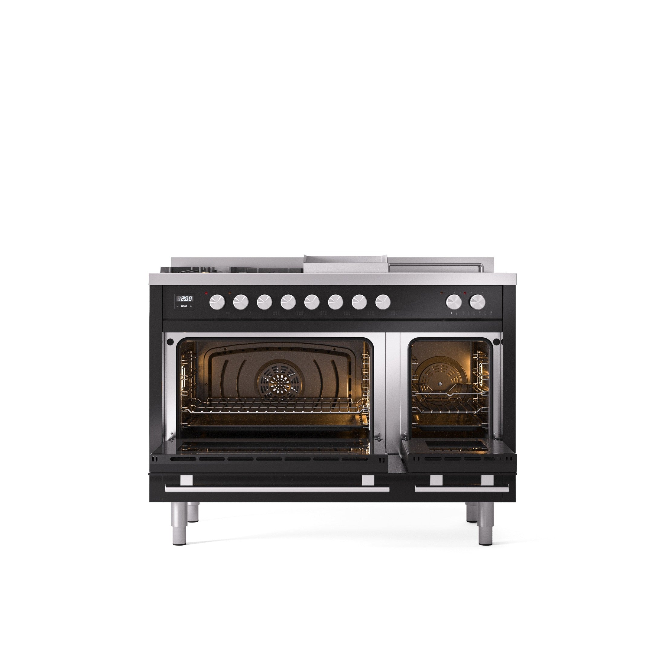 ILVE Professional Plus II 48" Dual Fuel Range with 5 Sealed Burners Griddle French Top Triple Glass Door UP48FSWMP