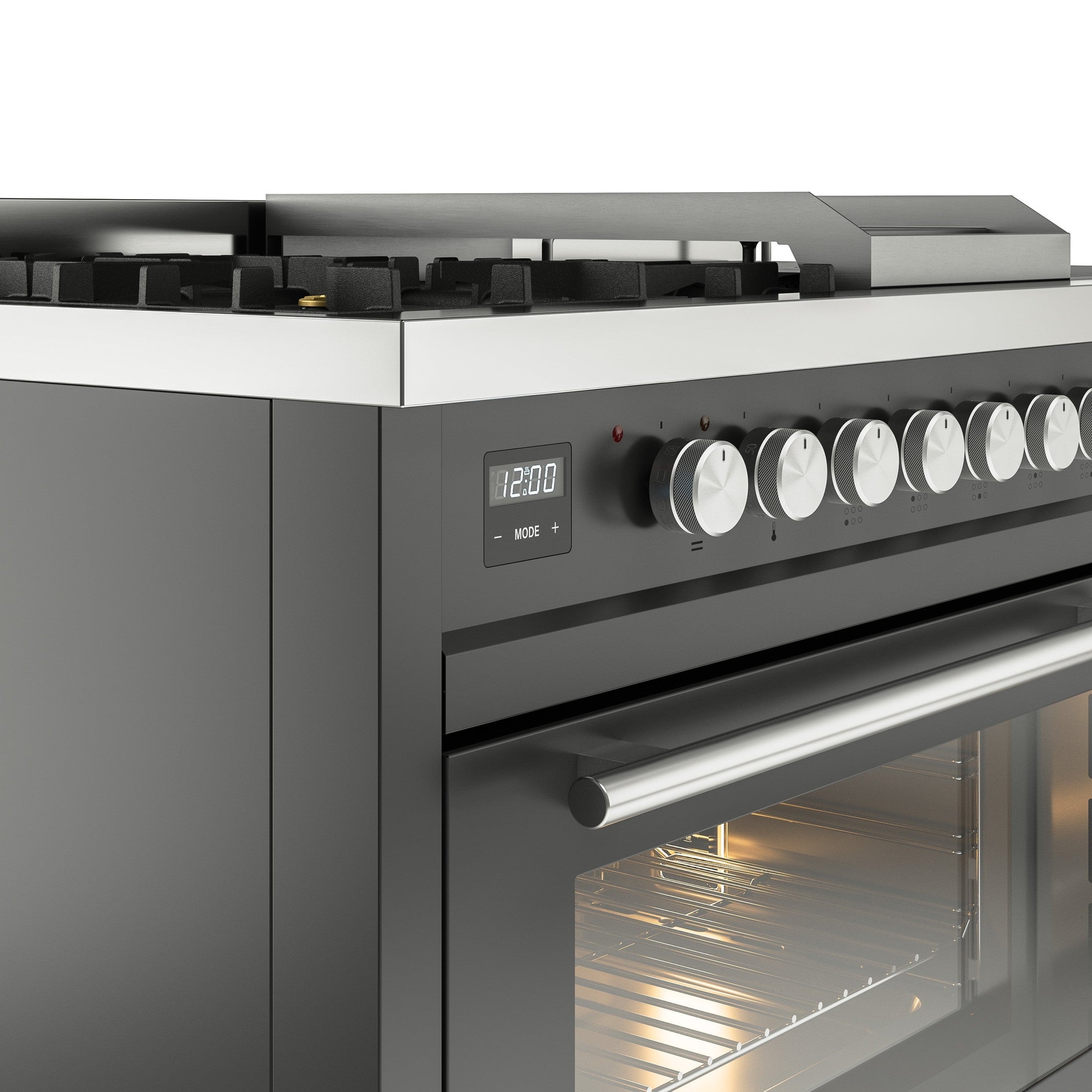 ILVE Professional Plus II 48" Dual Fuel Range with 5 Sealed Burners Griddle French Top Triple Glass Door UP48FSWMP