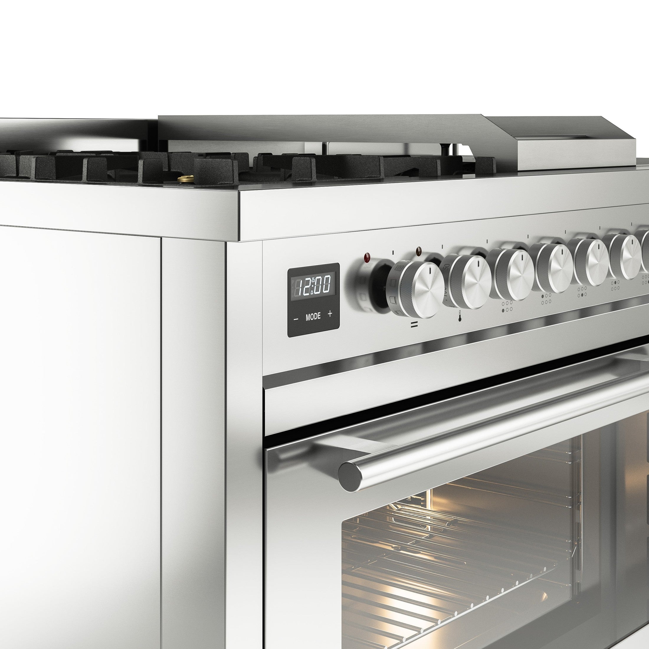 ILVE Professional Plus II 48" Dual Fuel Range with 5 Sealed Burners Griddle French Top Triple Glass Door UP48FSWMP