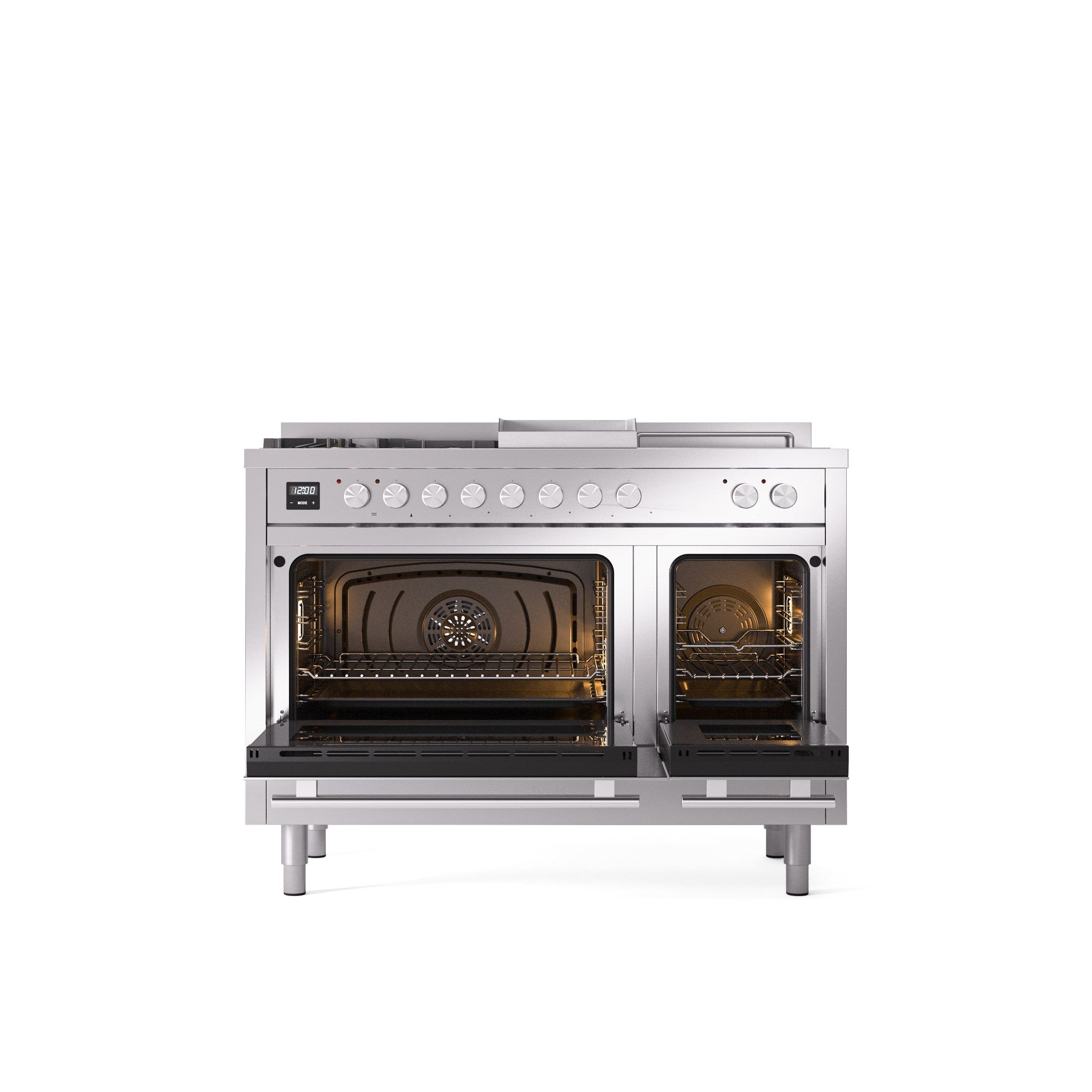 ILVE Professional Plus II 48" Dual Fuel Range with 5 Sealed Burners Griddle French Top Triple Glass Door UP48FSWMP