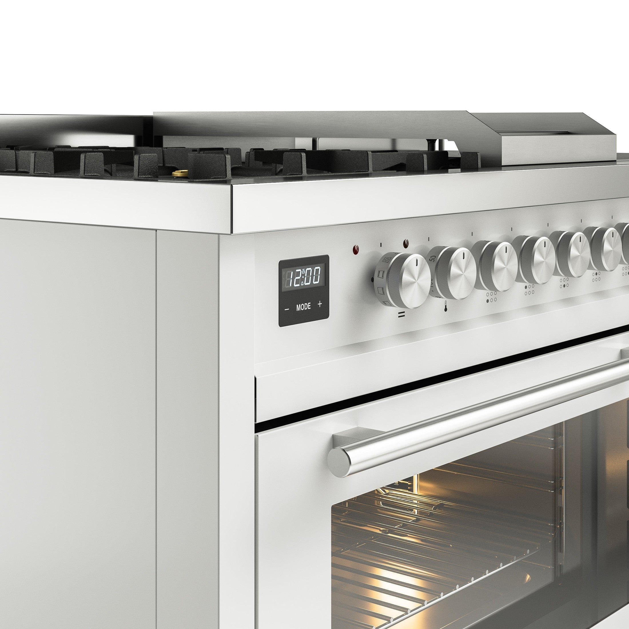 ILVE Professional Plus II 48" Dual Fuel Range with 5 Sealed Burners Griddle French Top Triple Glass Door UP48FSWMP