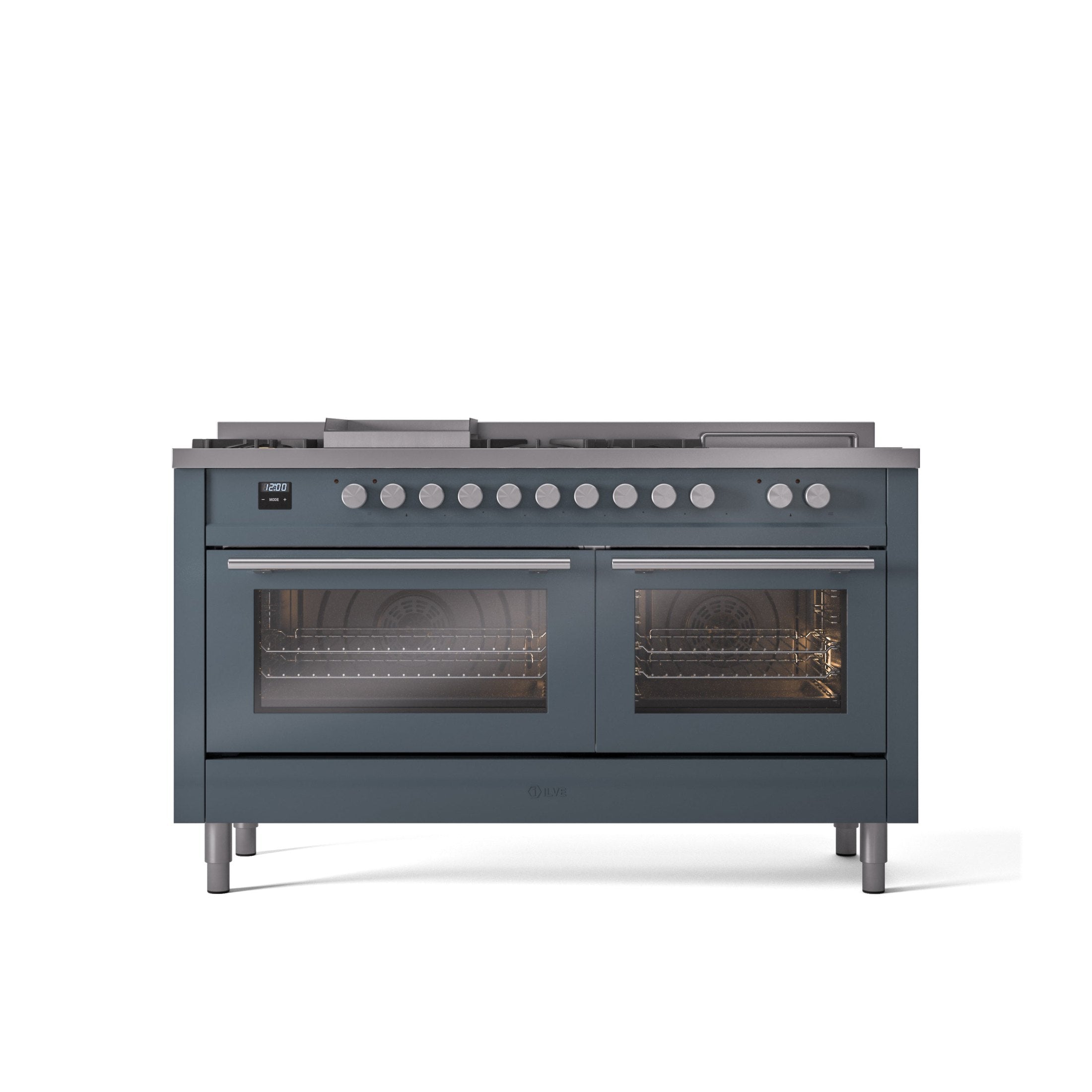 ILVE Professional Plus II 60 Inch Dual Fuel Freestanding Range in Stainless Steel with Trim UP60FSWMP