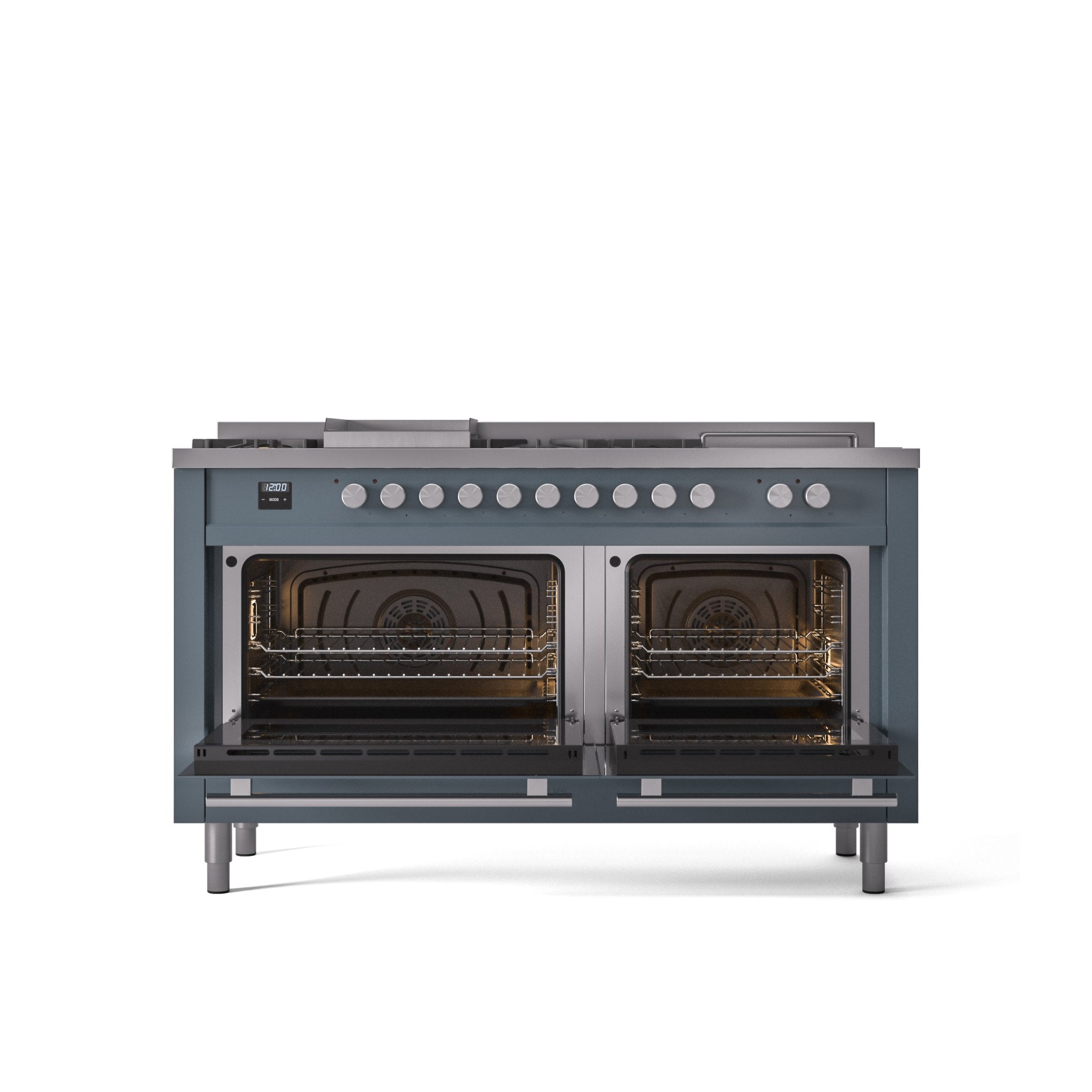 ILVE Professional Plus II 60 Inch Dual Fuel Freestanding Range in Stainless Steel with Trim UP60FSWMP