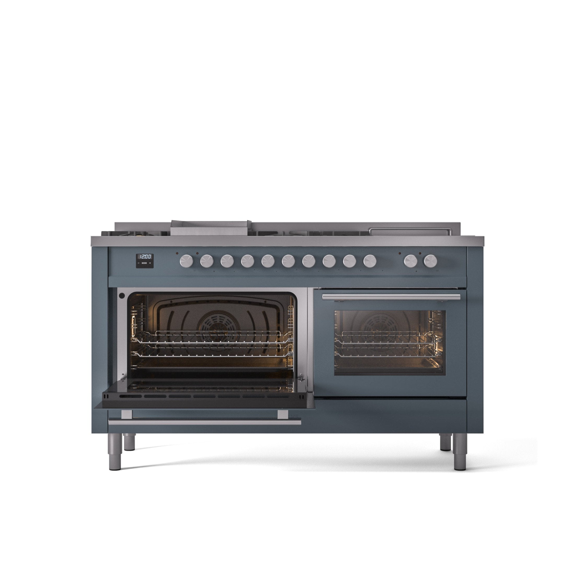 ILVE Professional Plus II 60 Inch Dual Fuel Freestanding Range in Stainless Steel with Trim UP60FSWMP