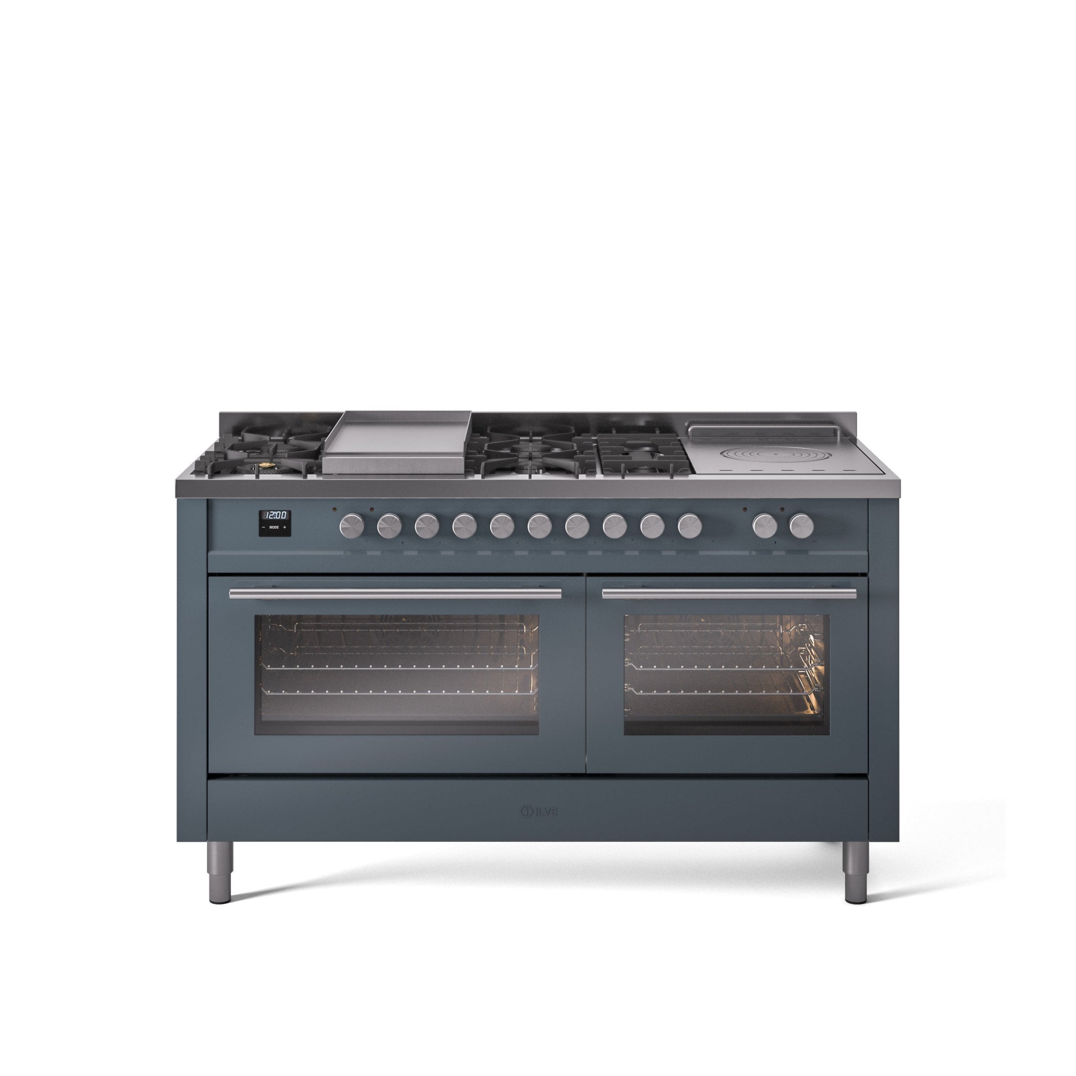 ILVE Professional Plus II 60 Inch Dual Fuel Freestanding Range in Stainless Steel with Trim UP60FSWMP