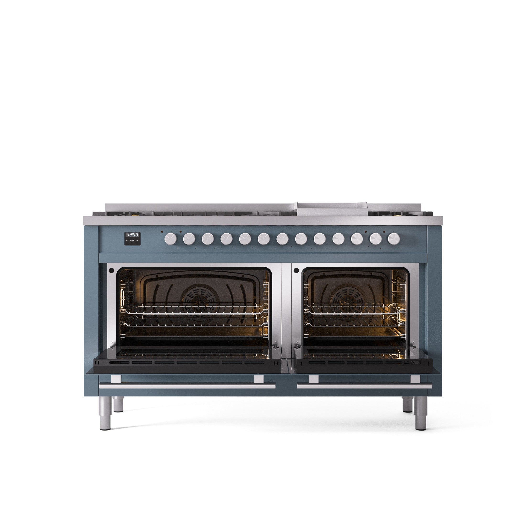 ILVE Professional Plus 60" Dual Fuel Range with 9 Sealed Burners w/Griddle Triple Glass Door UP60FWMP