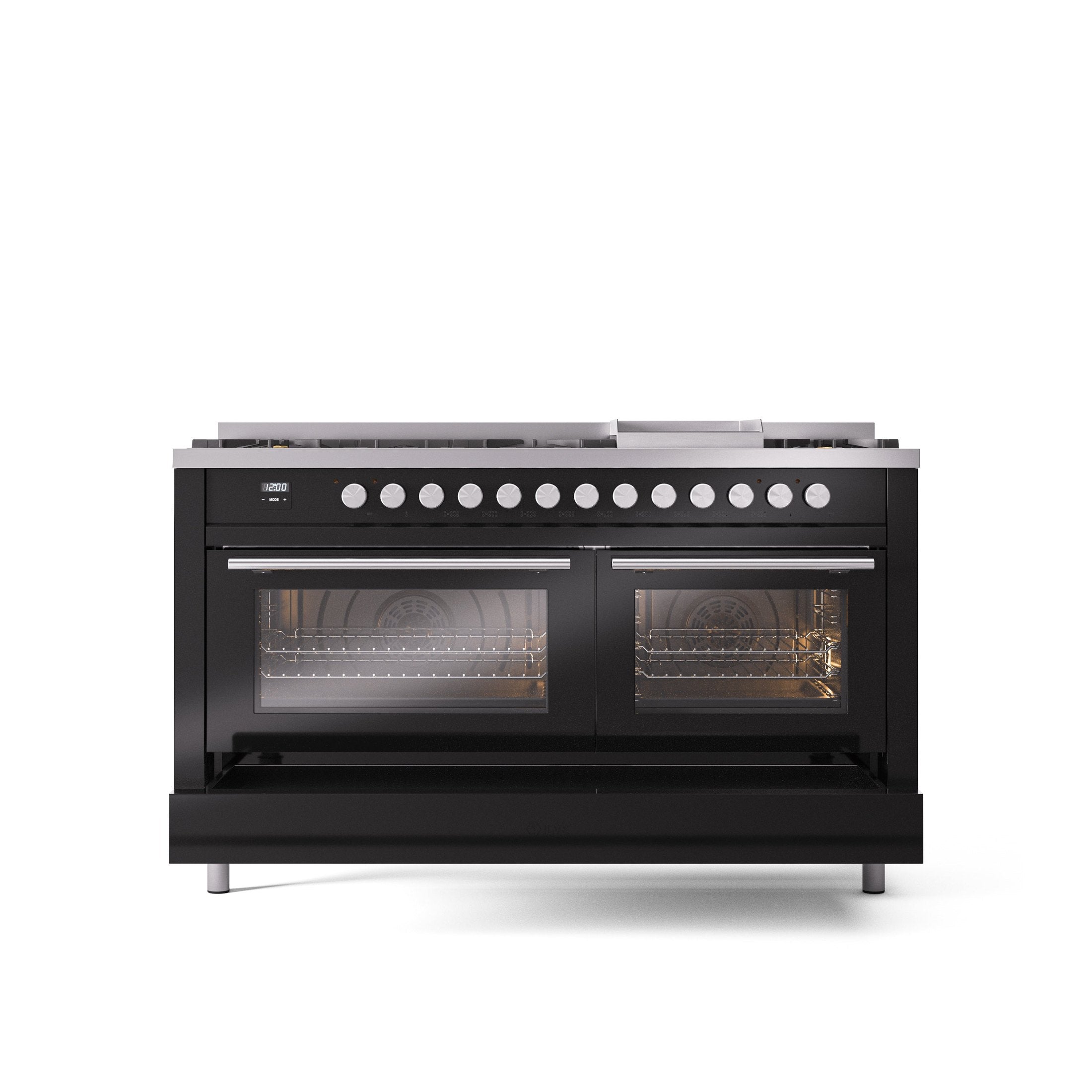 ILVE Professional Plus 60" Dual Fuel Range with 9 Sealed Burners w/Griddle Triple Glass Door UP60FWMP