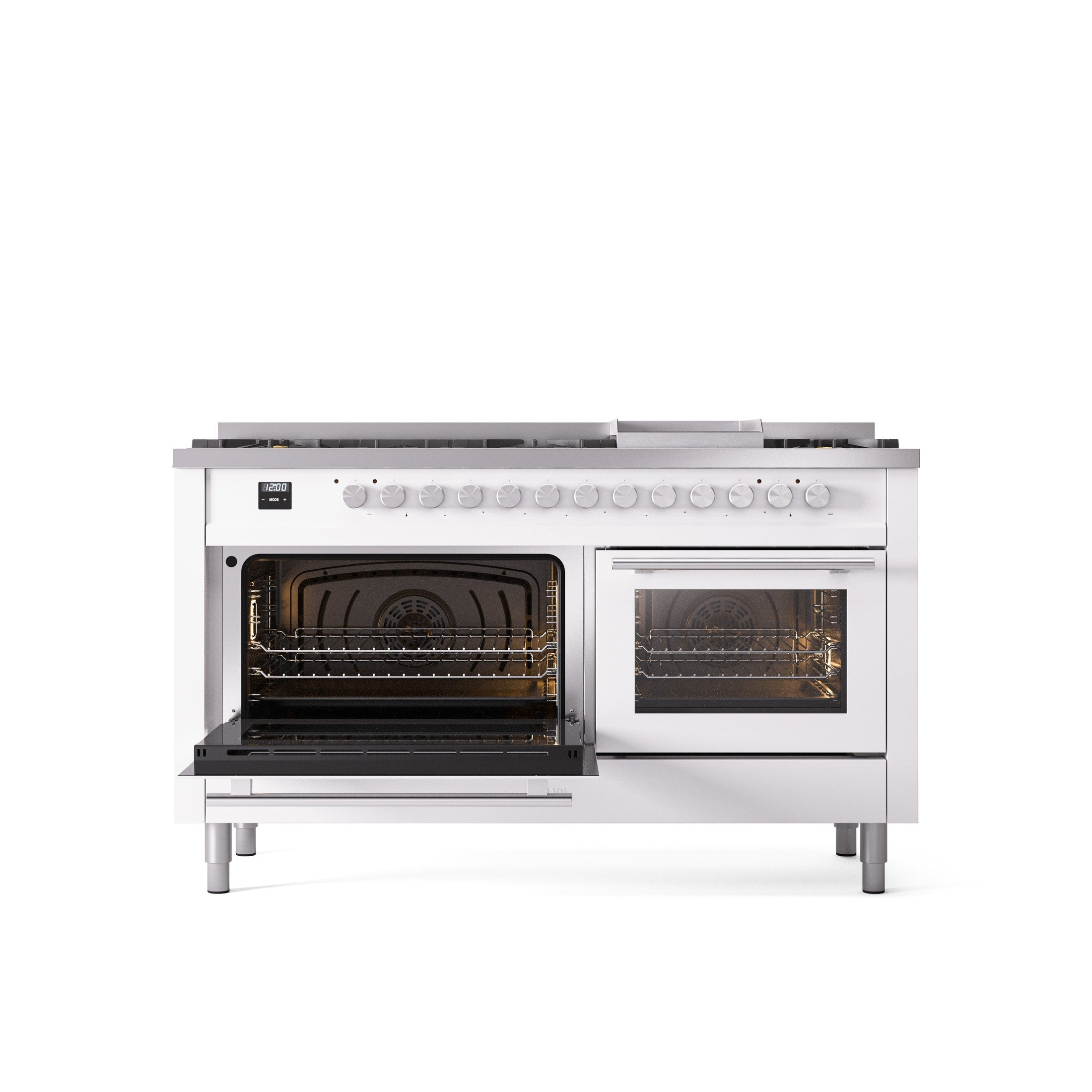 ILVE Professional Plus 60" Dual Fuel Range with 9 Sealed Burners w/Griddle Triple Glass Door UP60FWMP