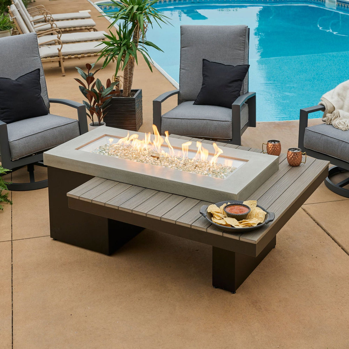 The Outdoor Greatroom Uptown Linear Gas Fire Table - UPT-1242-CGR