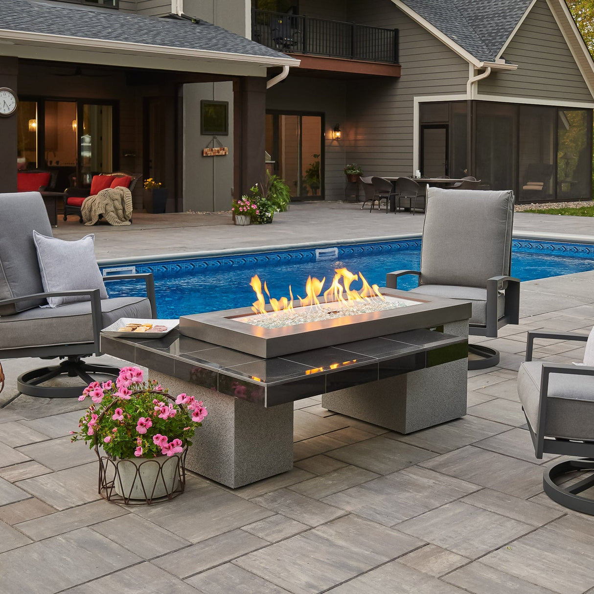 The Outdoor Greatroom Uptown Black Linear Fire Pit Table - UPT-1242